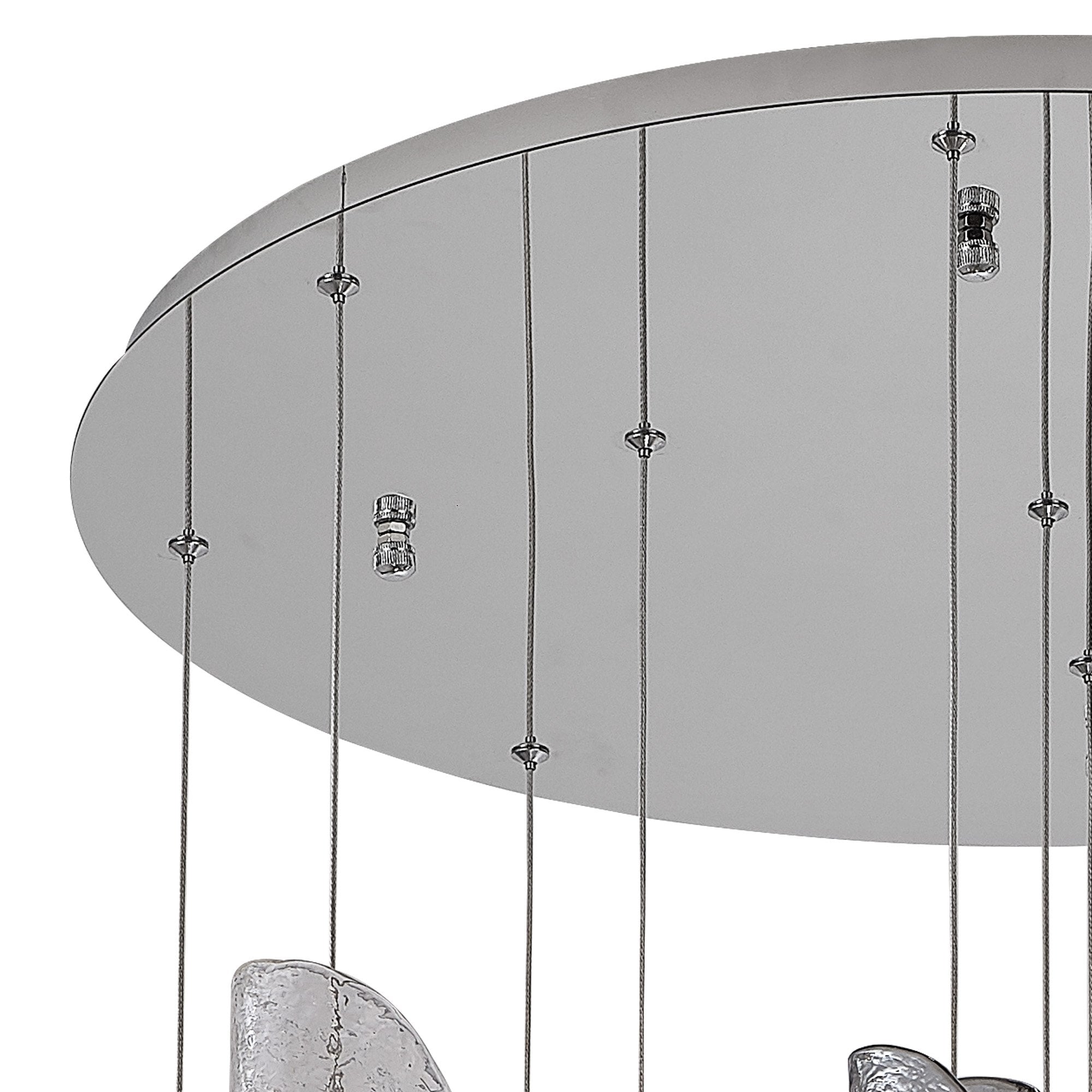 Fabula Chandos 12 Light Pendant - Polished Chrome, Clear, Amber & Smoked Glass