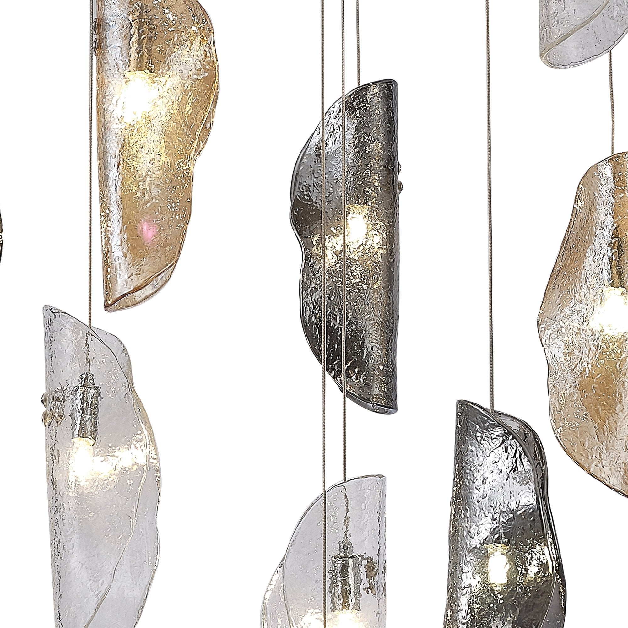 Fabula Chandos 12 Light Pendant - Polished Chrome, Clear, Amber & Smoked Glass