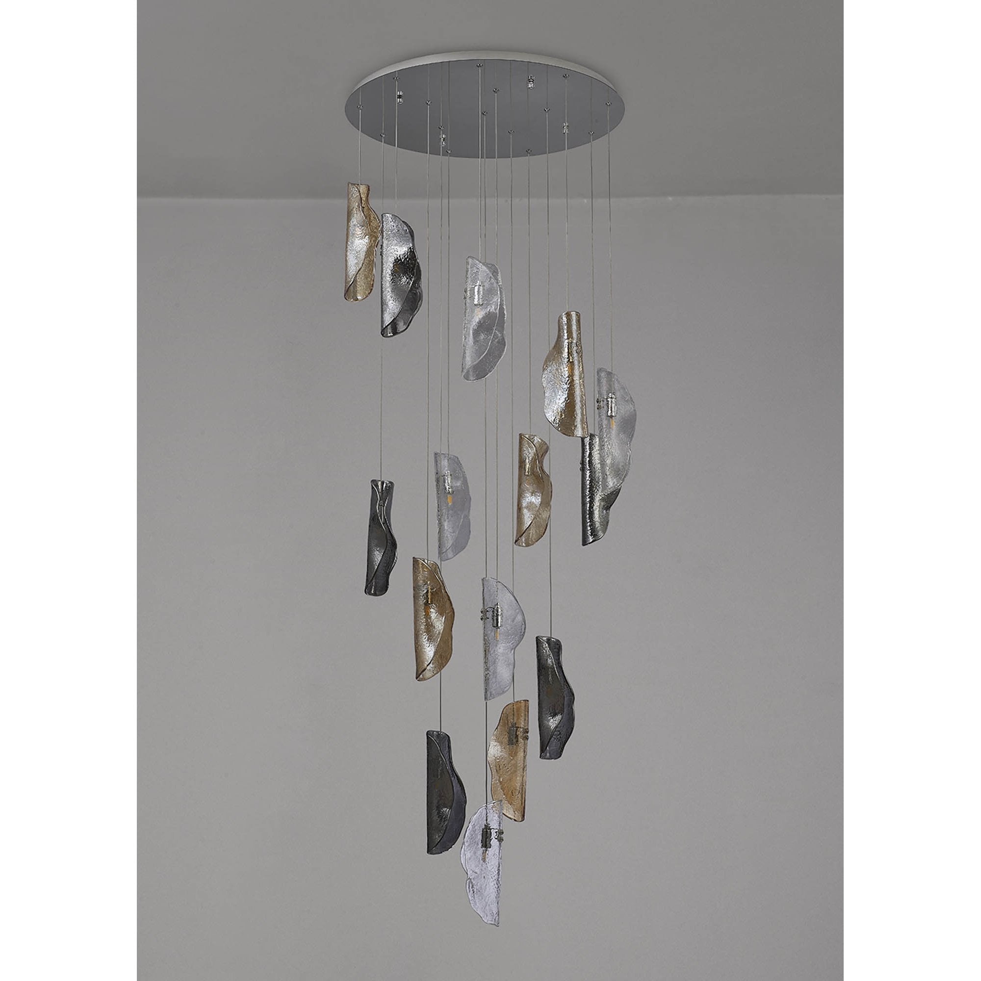 Fabula Chandos 15 Light Pendant - Polished Chrome, Clear, Amber & Smoked Glass