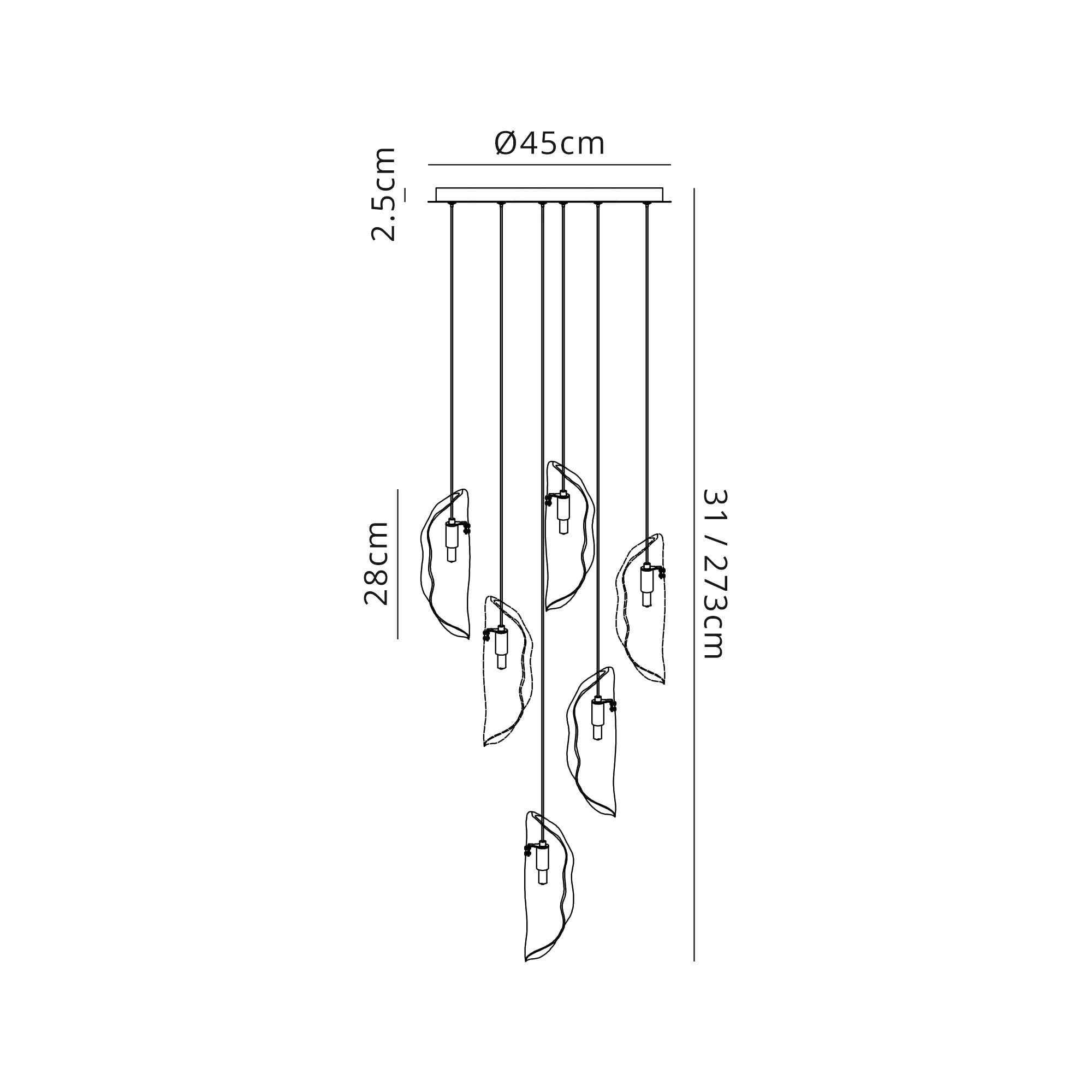 Fabula Chandos 6 Light Pendant - Polished Chrome, Clear, Amber & Smoked Glass
