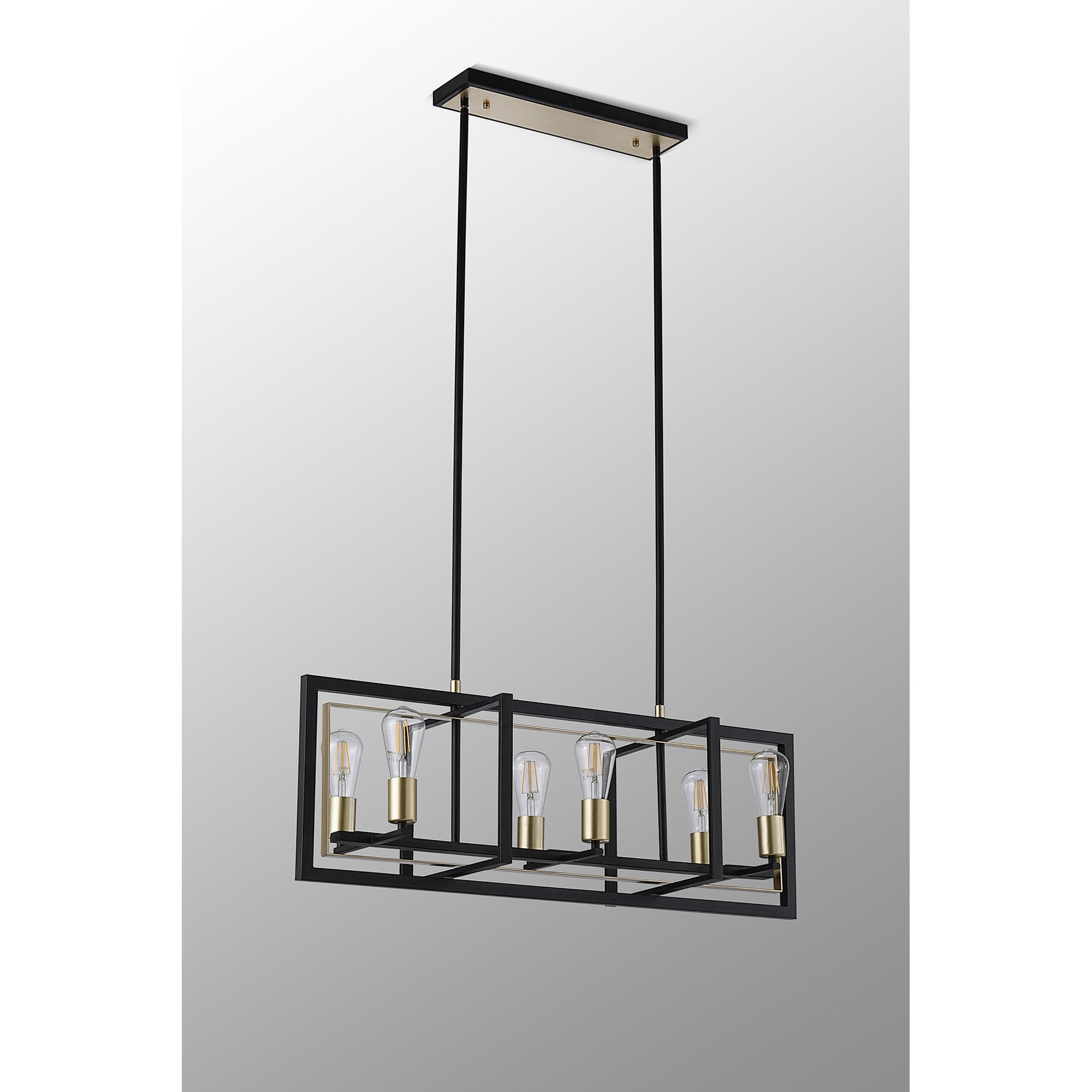 Fabula Chelwood 6 Light Pendant/Flush Light - Satin Black & Champagne Gold