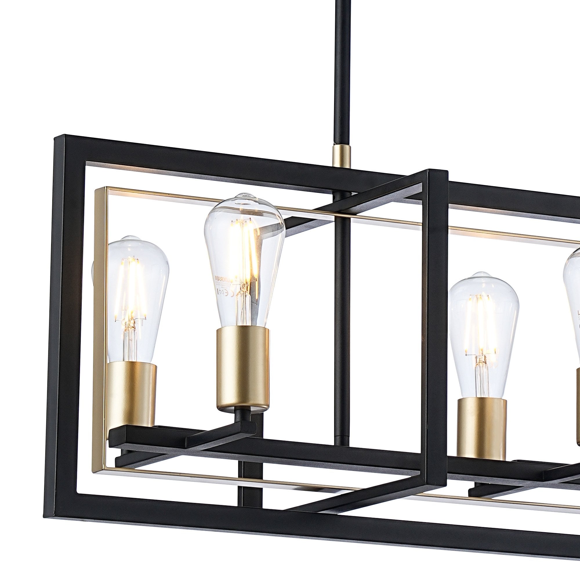 Fabula Chelwood 6 Light Pendant/Flush Light - Satin Black & Champagne Gold