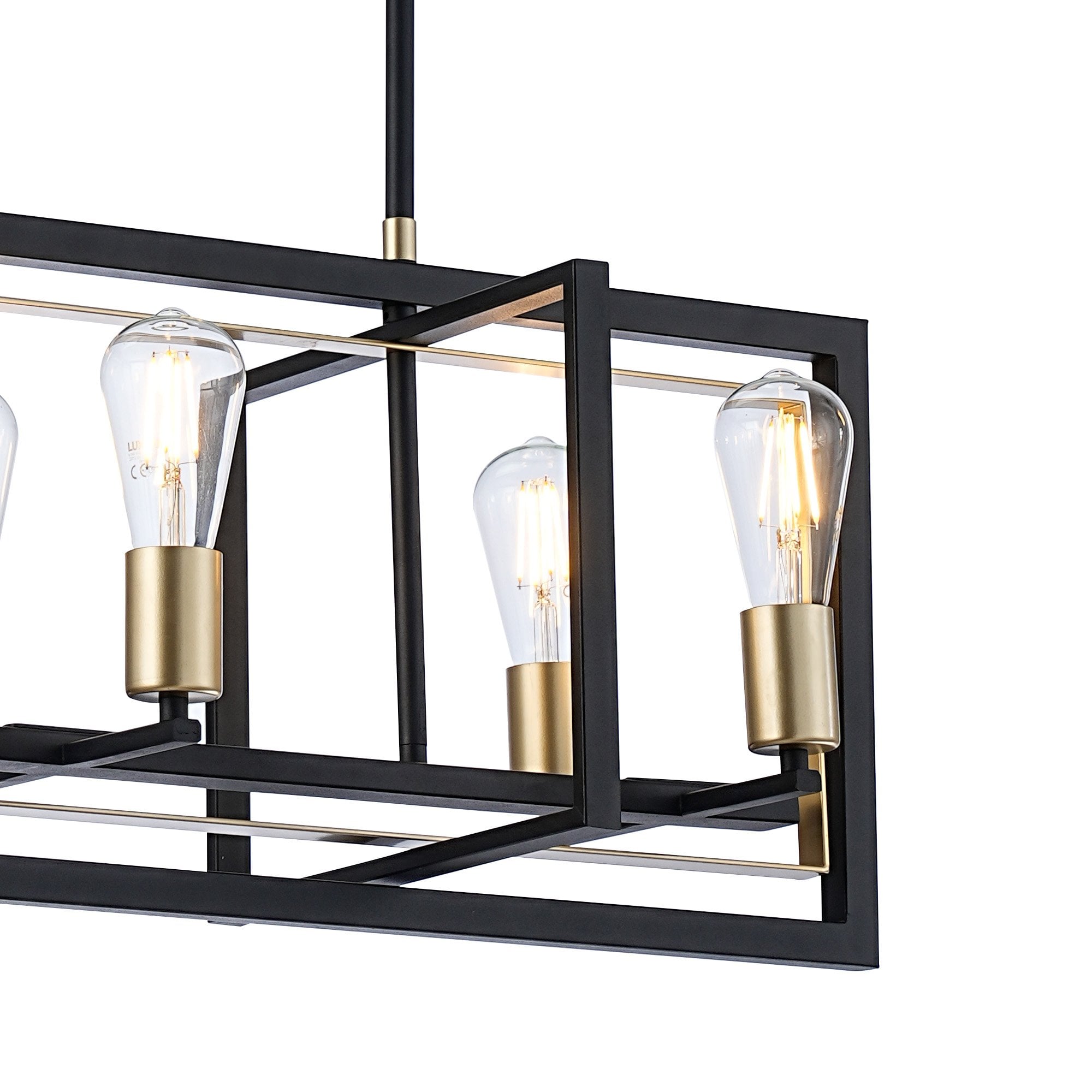 Fabula Chelwood 6 Light Pendant/Flush Light - Satin Black & Champagne Gold