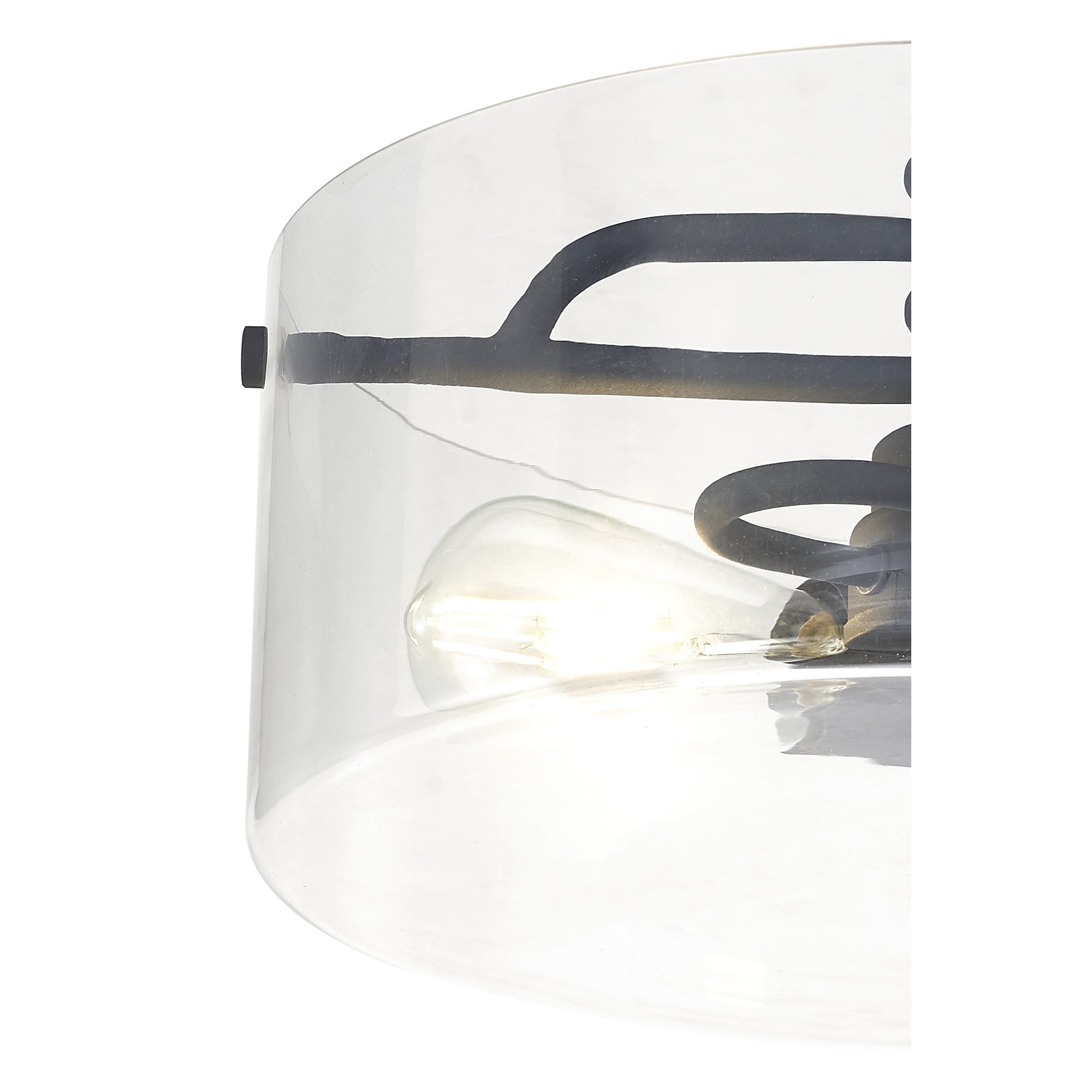 Fabula Connaught 2 Light Semi-Flush Light - Anthracite & Clear Glass