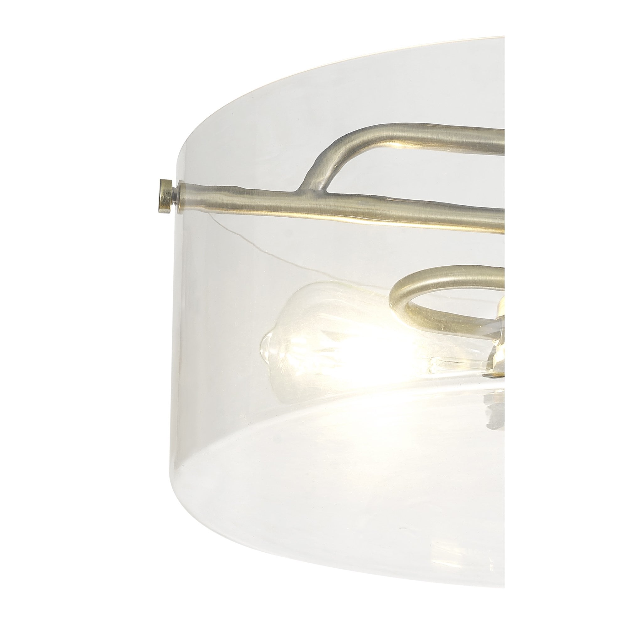 Fabula Connaught 2 Light Semi-Flush Light - Antique Brass & Clear Glass