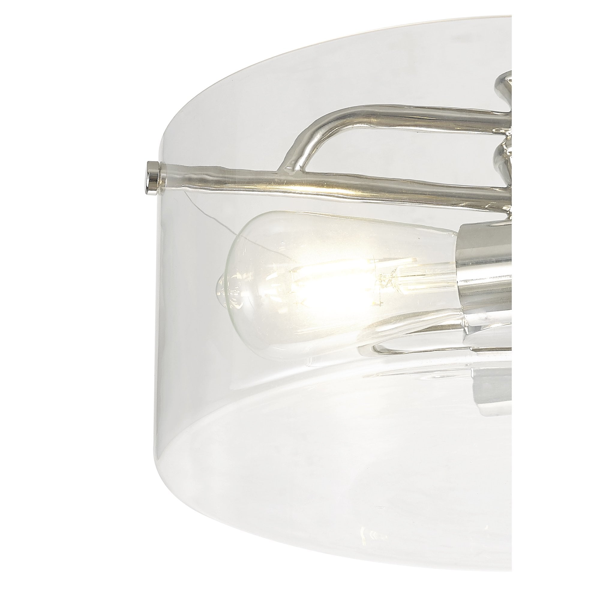 Fabula Connaught 2 Light Semi-Flush Light - Polished Nickel & Clear Glass
