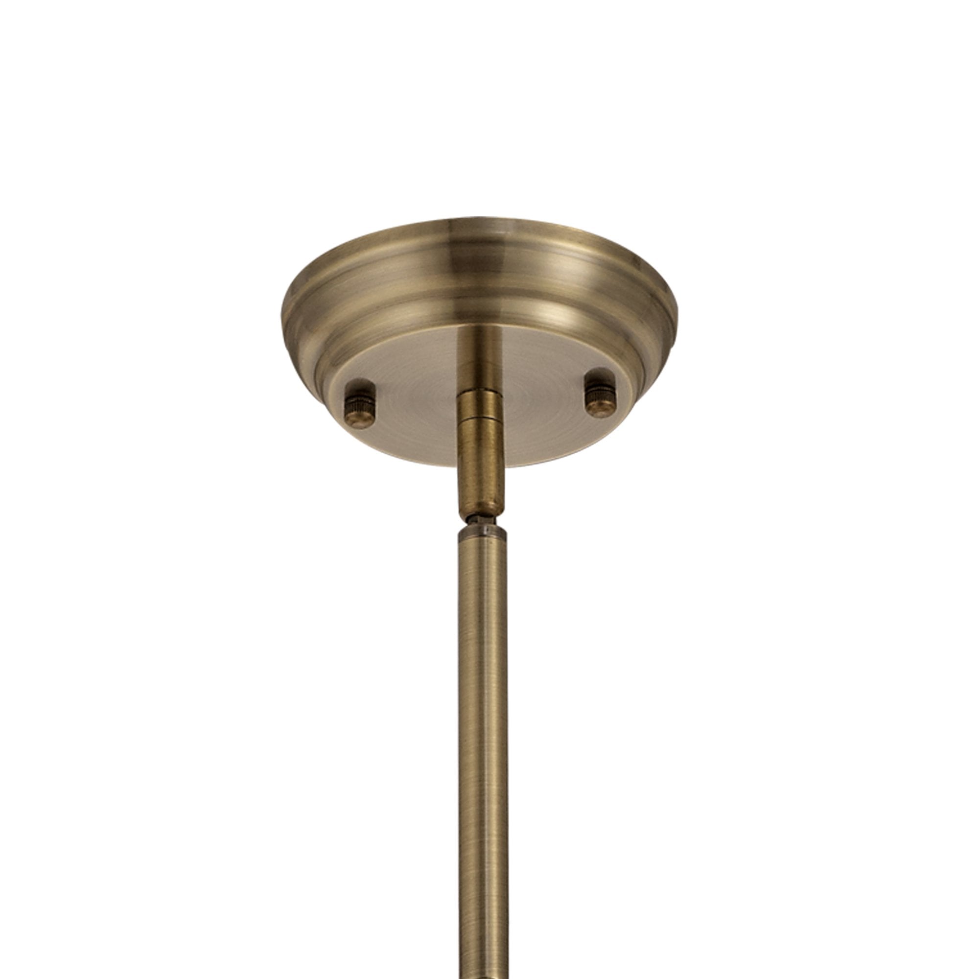 Fabula Crescent Single Pendant - 30cm Tiffany Shade - Antique Brass & Beige