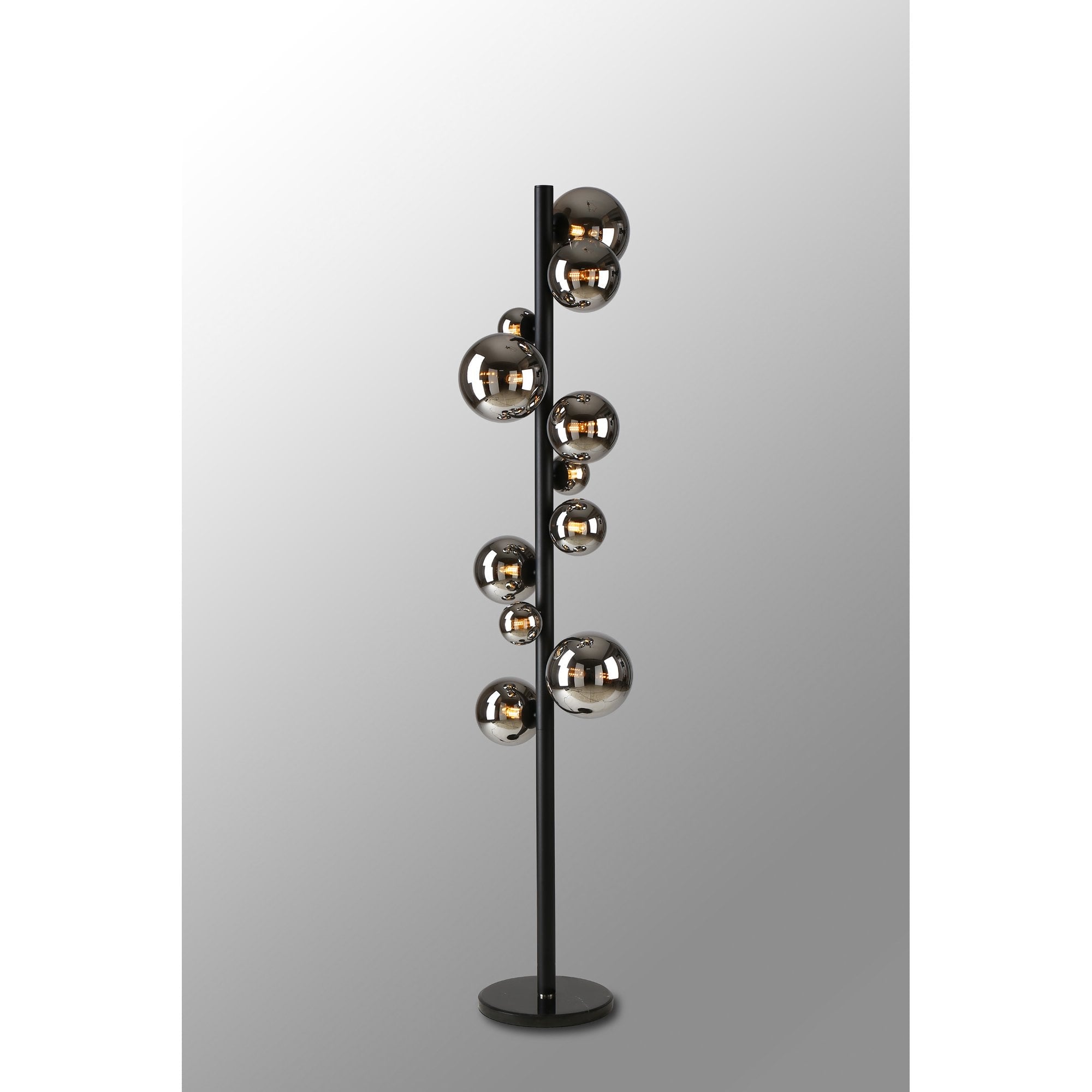 Fabula Deacon 11 Light Floor Lamp - Satin Black & Chrome Plated Glass