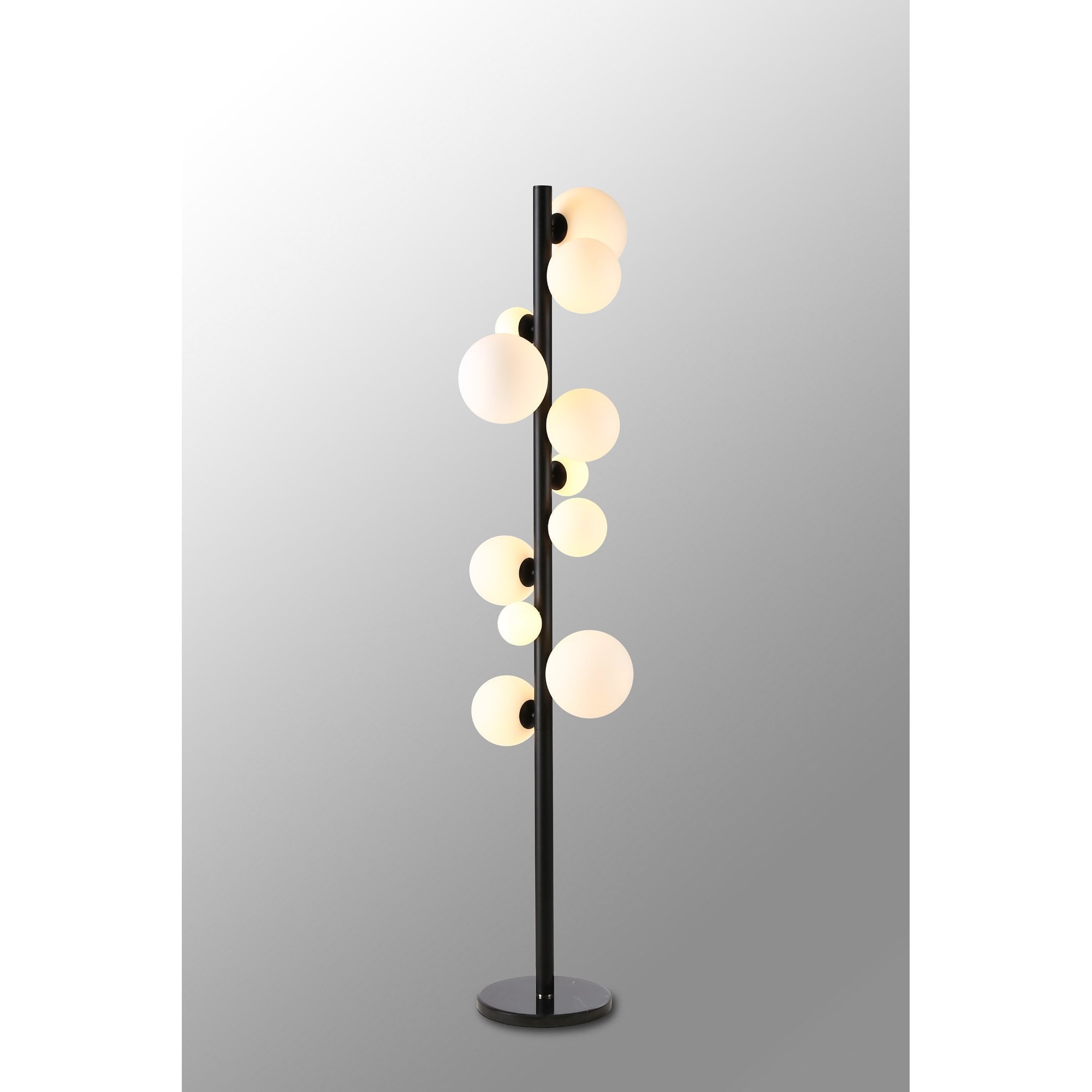 Fabula Deacon 11 Light Floor Lamp - Satin Black & Opal Glass