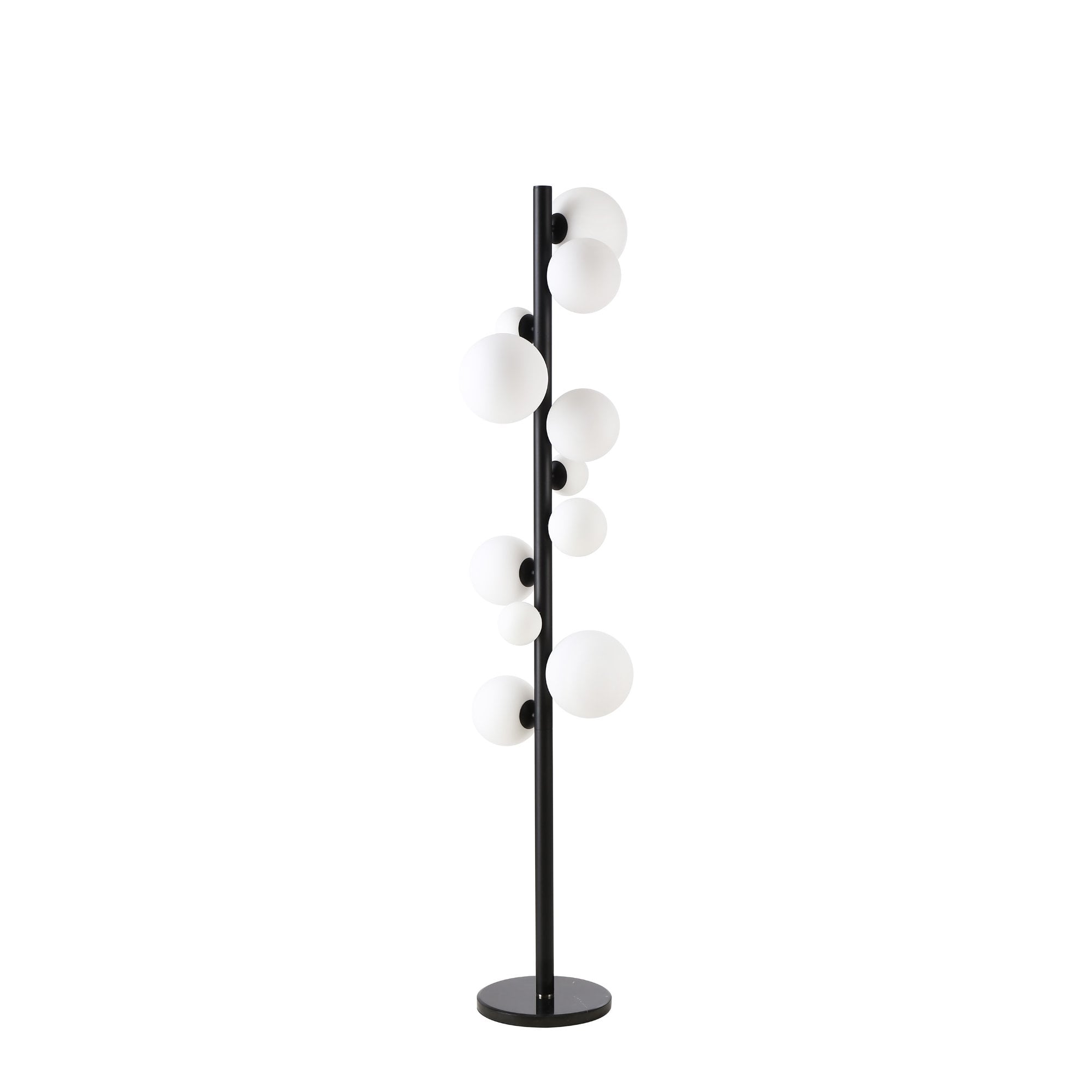 Fabula Deacon 11 Light Floor Lamp - Satin Black & Opal Glass