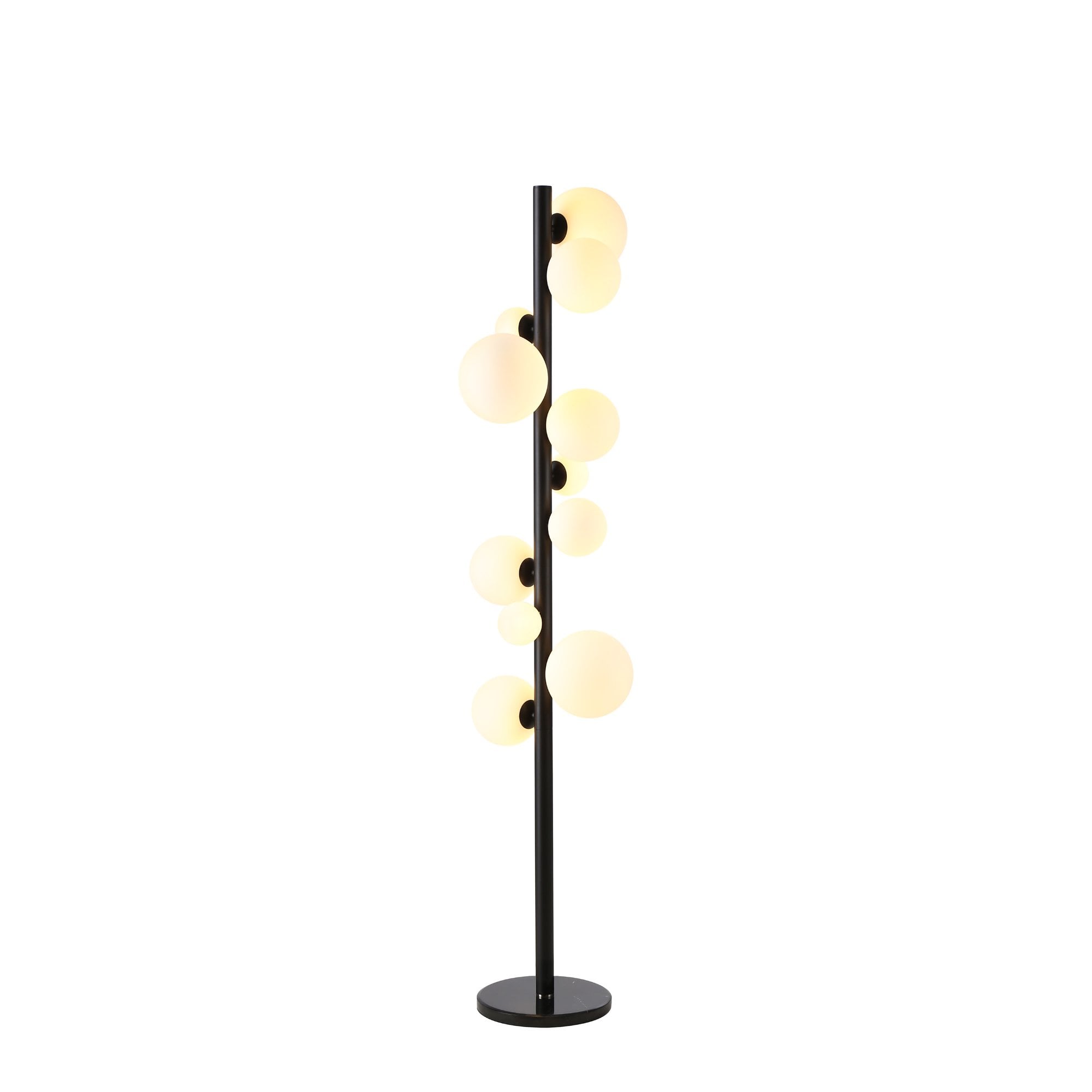 Fabula Deacon 11 Light Floor Lamp - Satin Black & Opal Glass