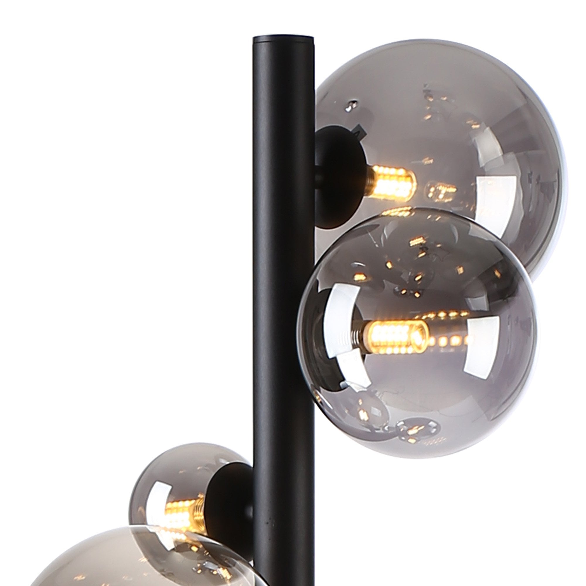 Fabula Deacon 11 Light Floor Lamp - Satin Black & Smoke Plated Glass