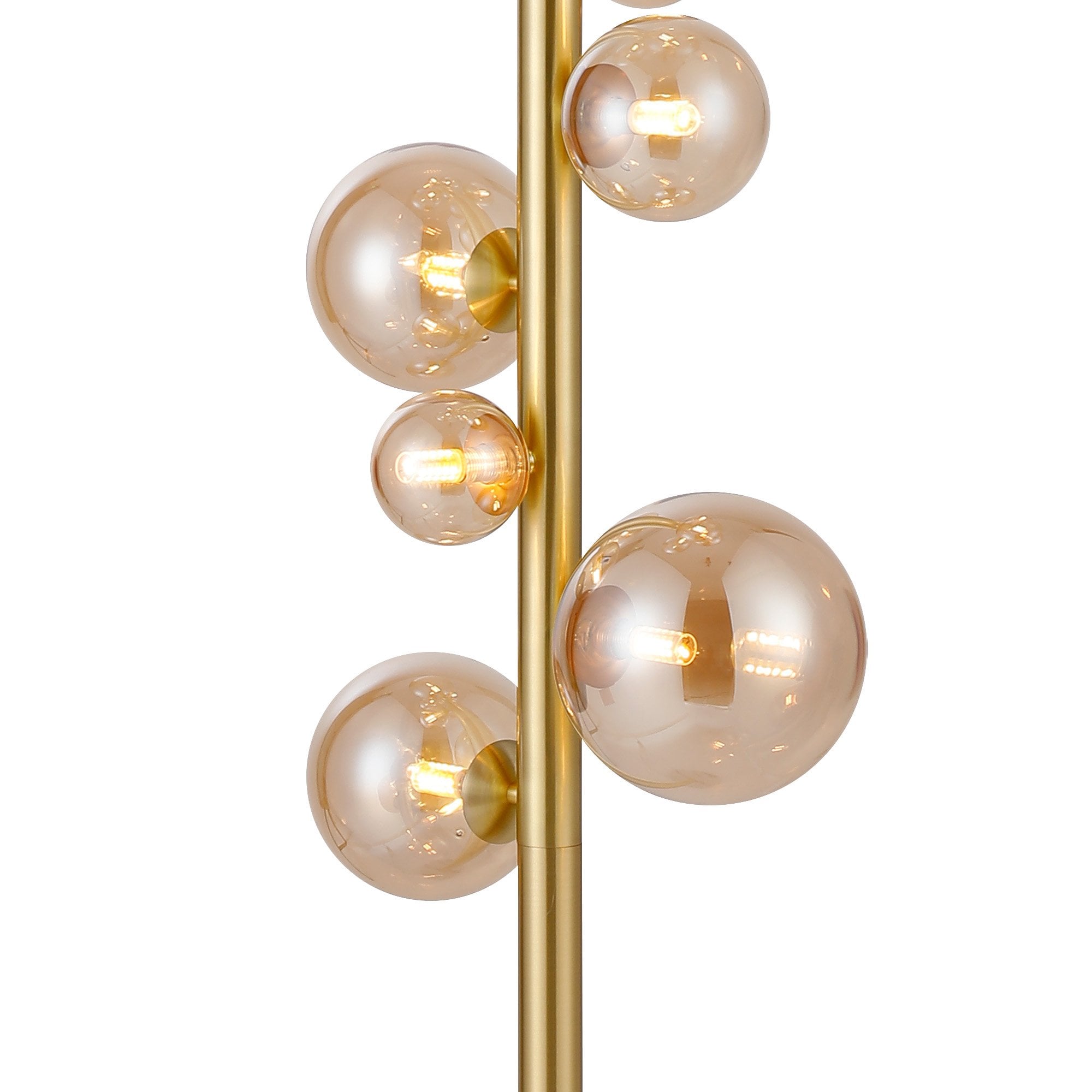 Fabula Deacon 11 Light Floor Lamp - Satin Gold & Amber Plated Glass