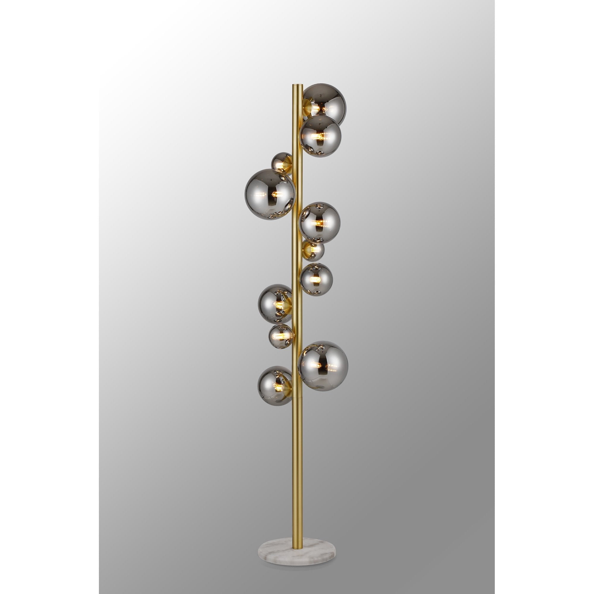 Fabula Deacon 11 Light Floor Lamp - Satin Gold & Chrome Plated Glass