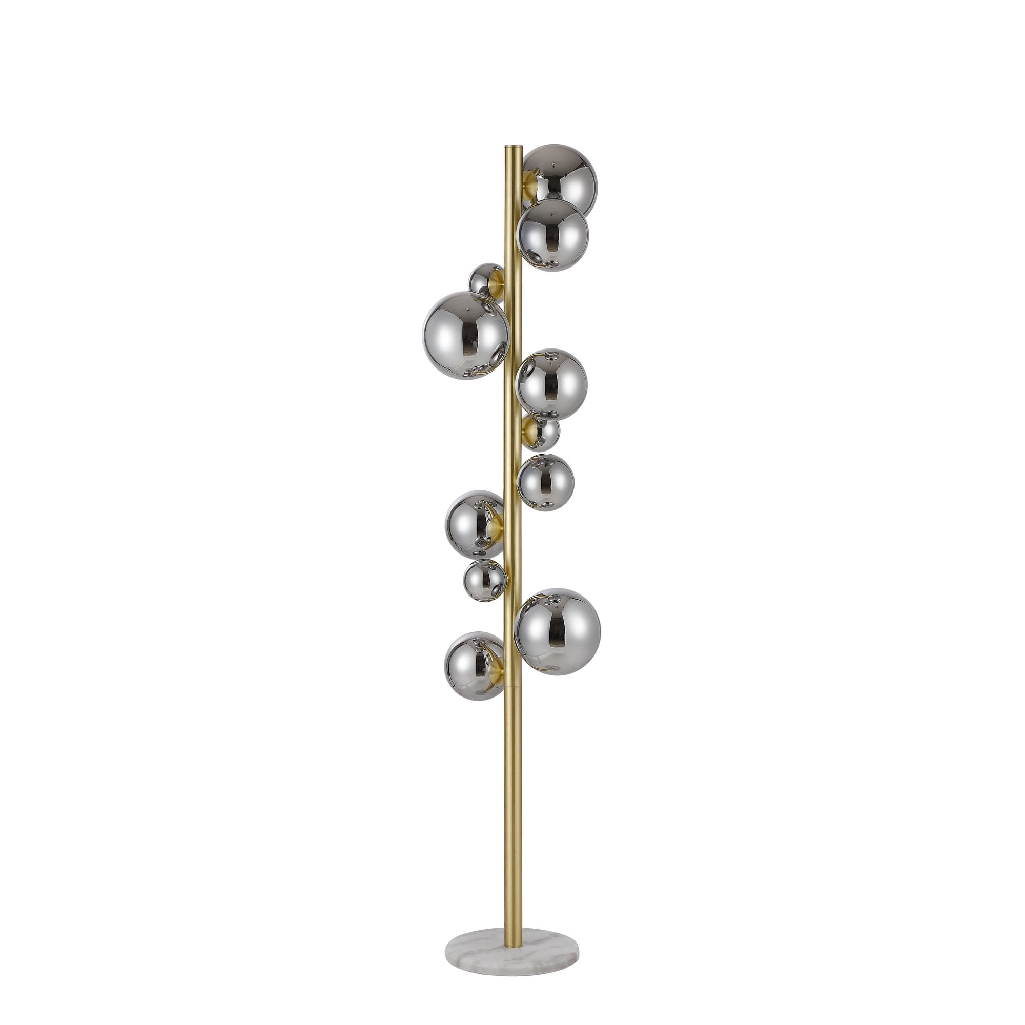 Fabula Deacon 11 Light Floor Lamp - Satin Gold & Chrome Plated Glass