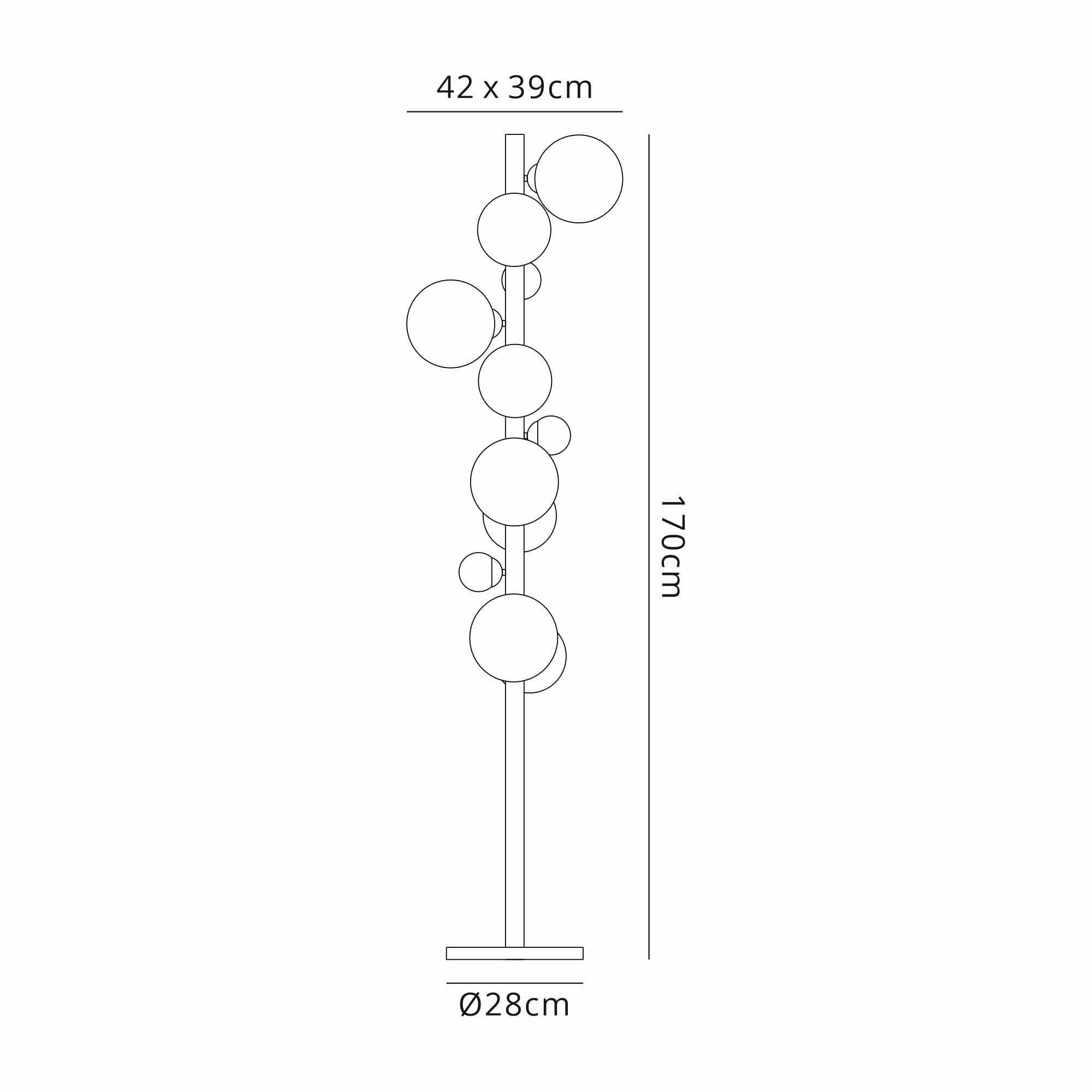 Fabula Deacon 11 Light Floor Lamp - Satin Gold & Chrome Plated Glass