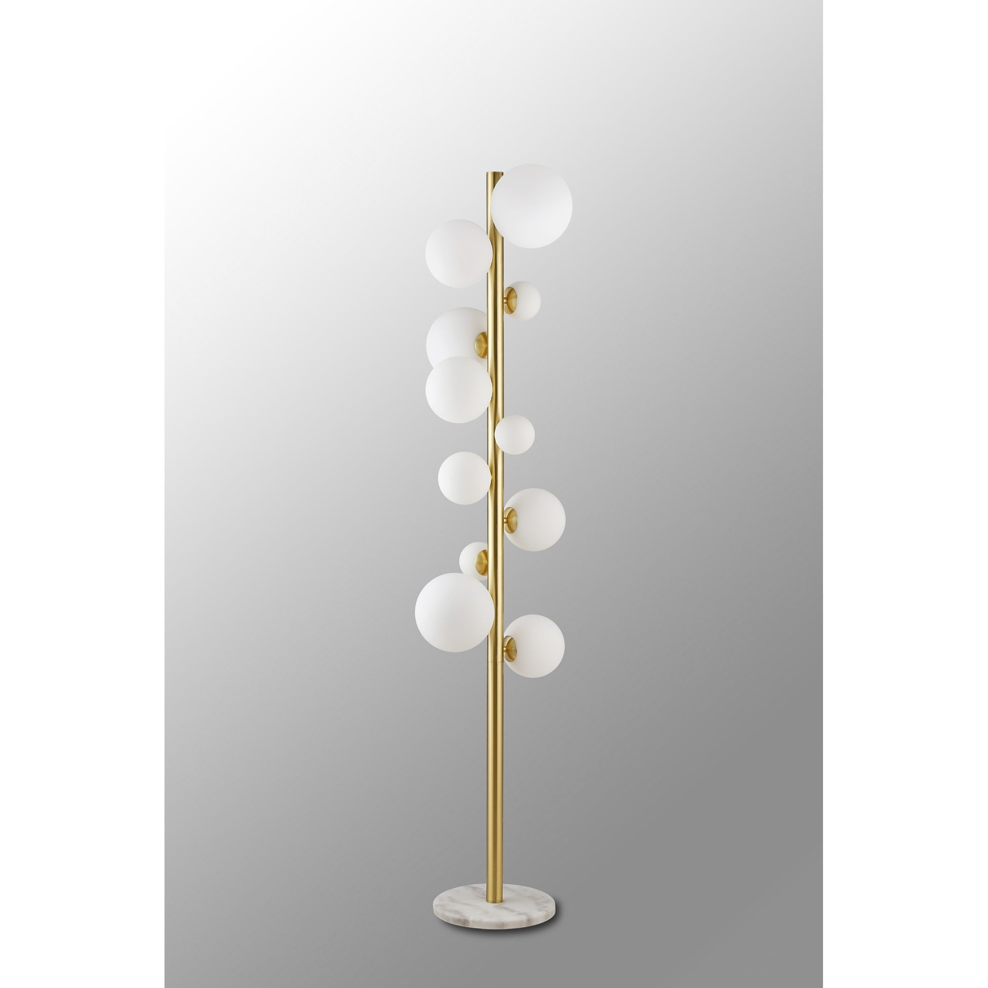 Fabula Deacon 11 Light Floor Lamp - Satin Gold & Opal Glass
