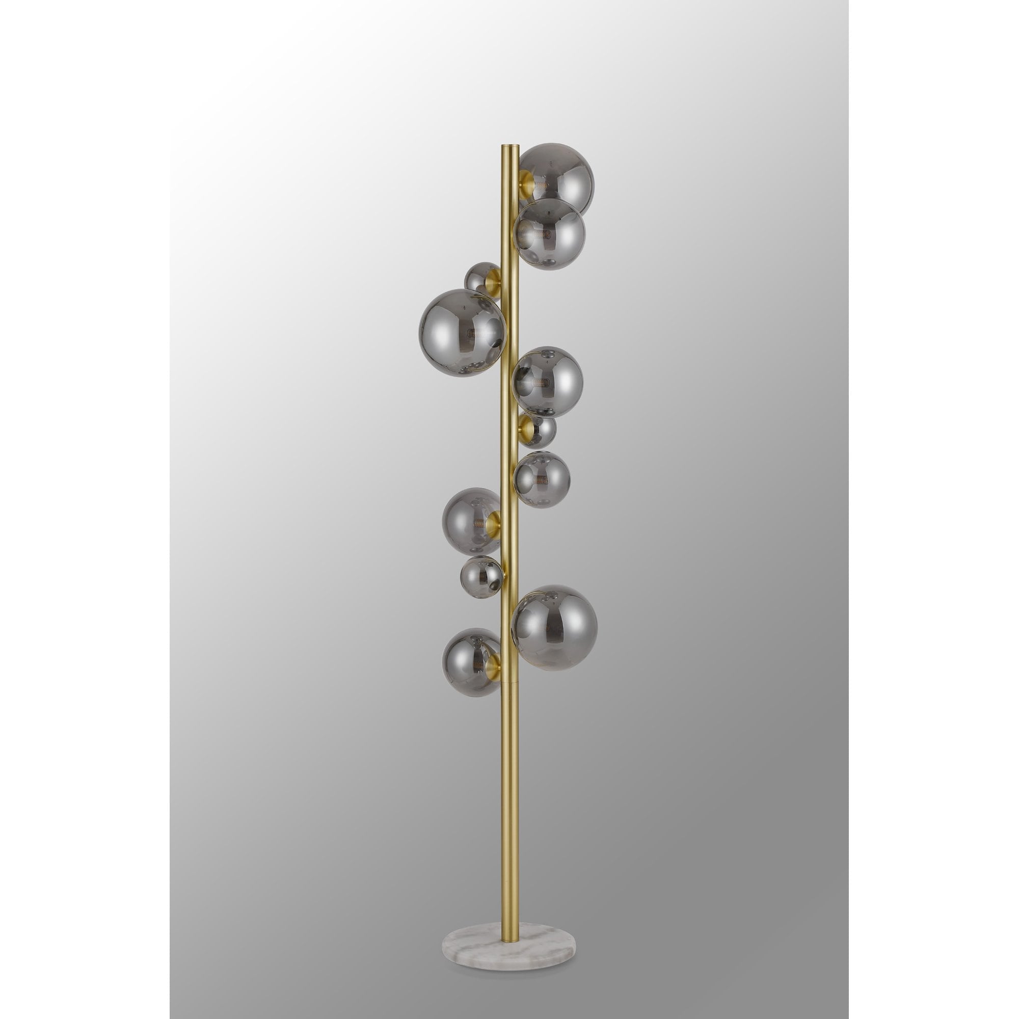 Fabula Deacon 11 Light Floor Lamp - Satin Gold & Smoke Plated Glass