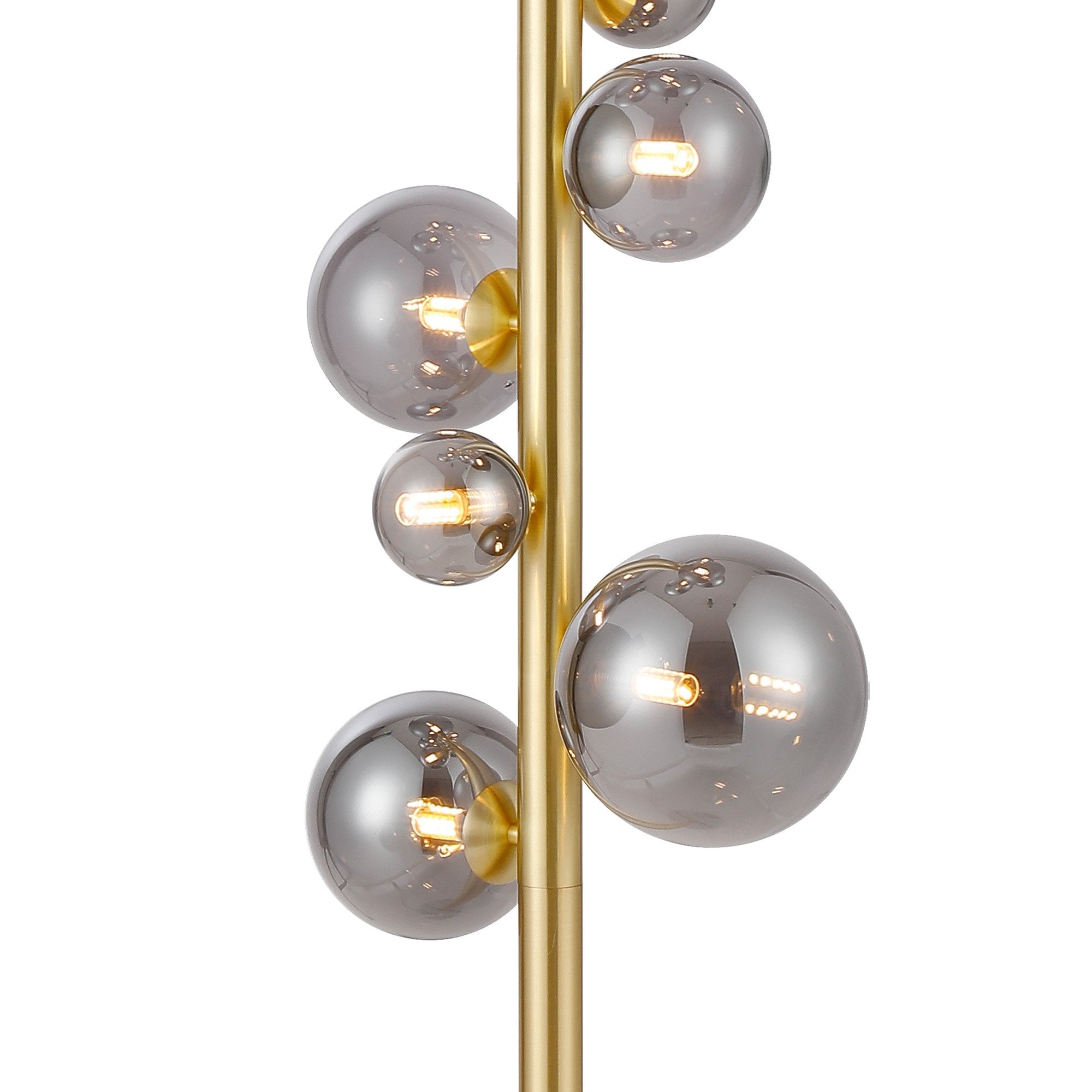 Fabula Deacon 11 Light Floor Lamp - Satin Gold & Smoke Plated Glass