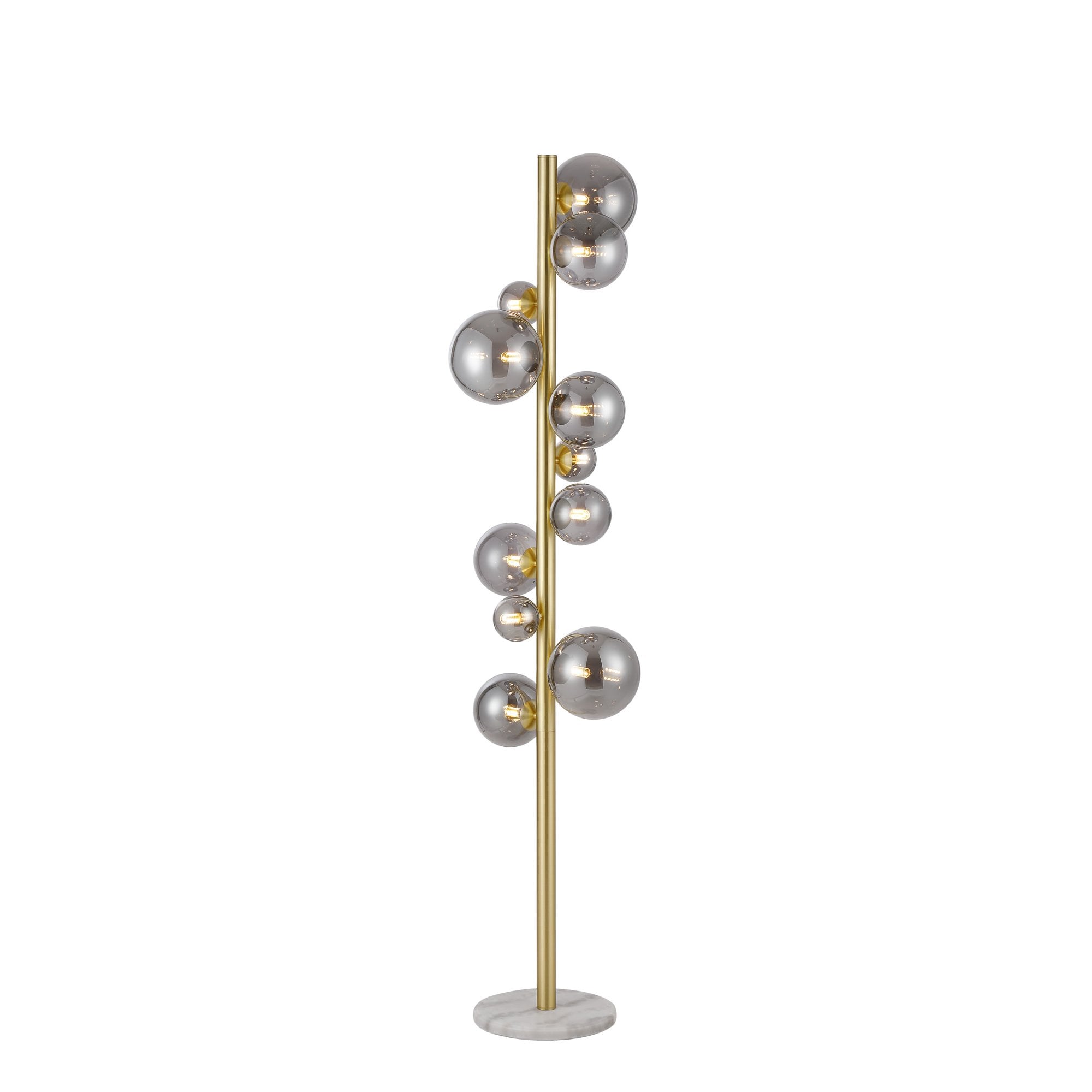 Fabula Deacon 11 Light Floor Lamp - Satin Gold & Smoke Plated Glass
