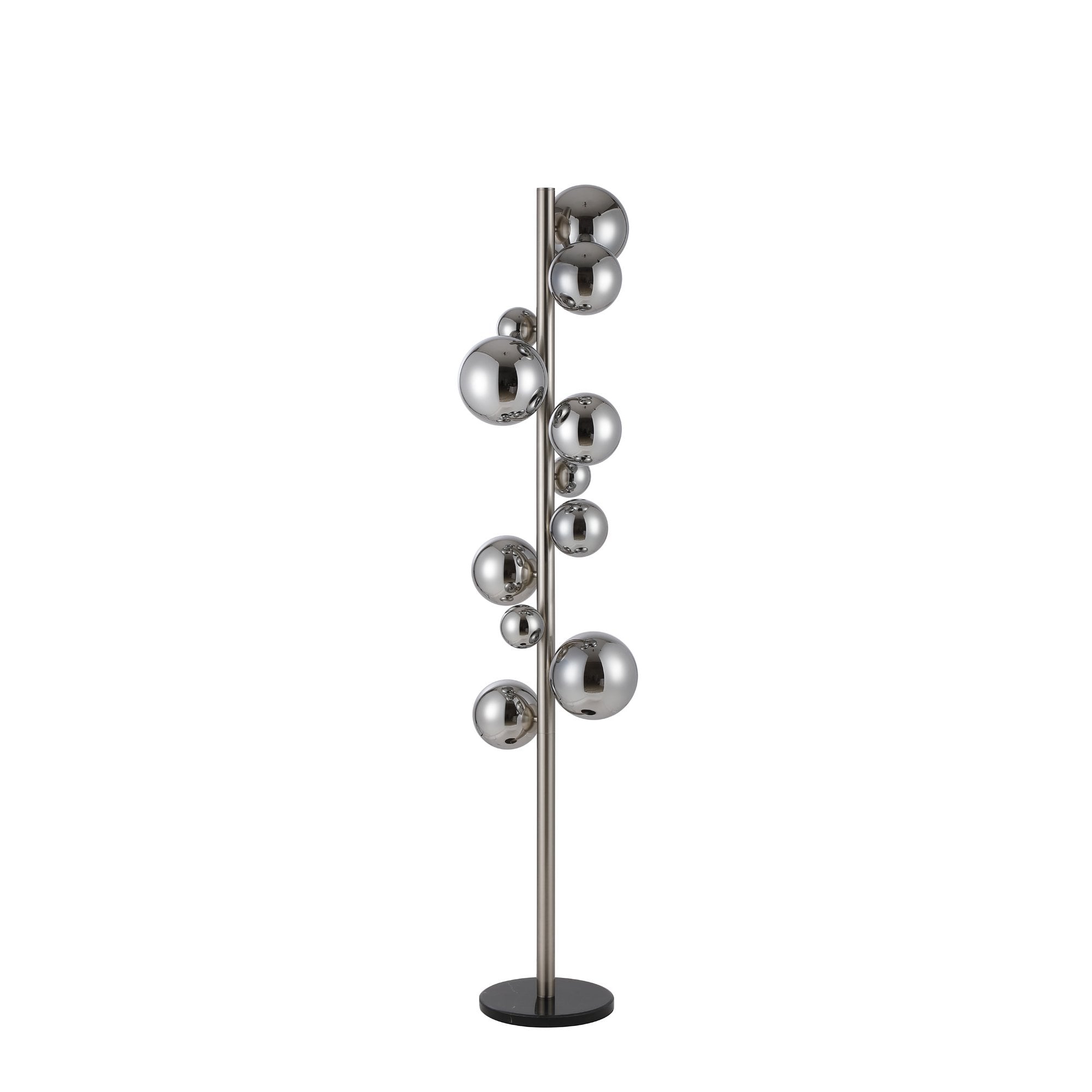 Fabula Deacon 11 Light Floor Lamp - Satin Nickel & Chrome Plated Glass