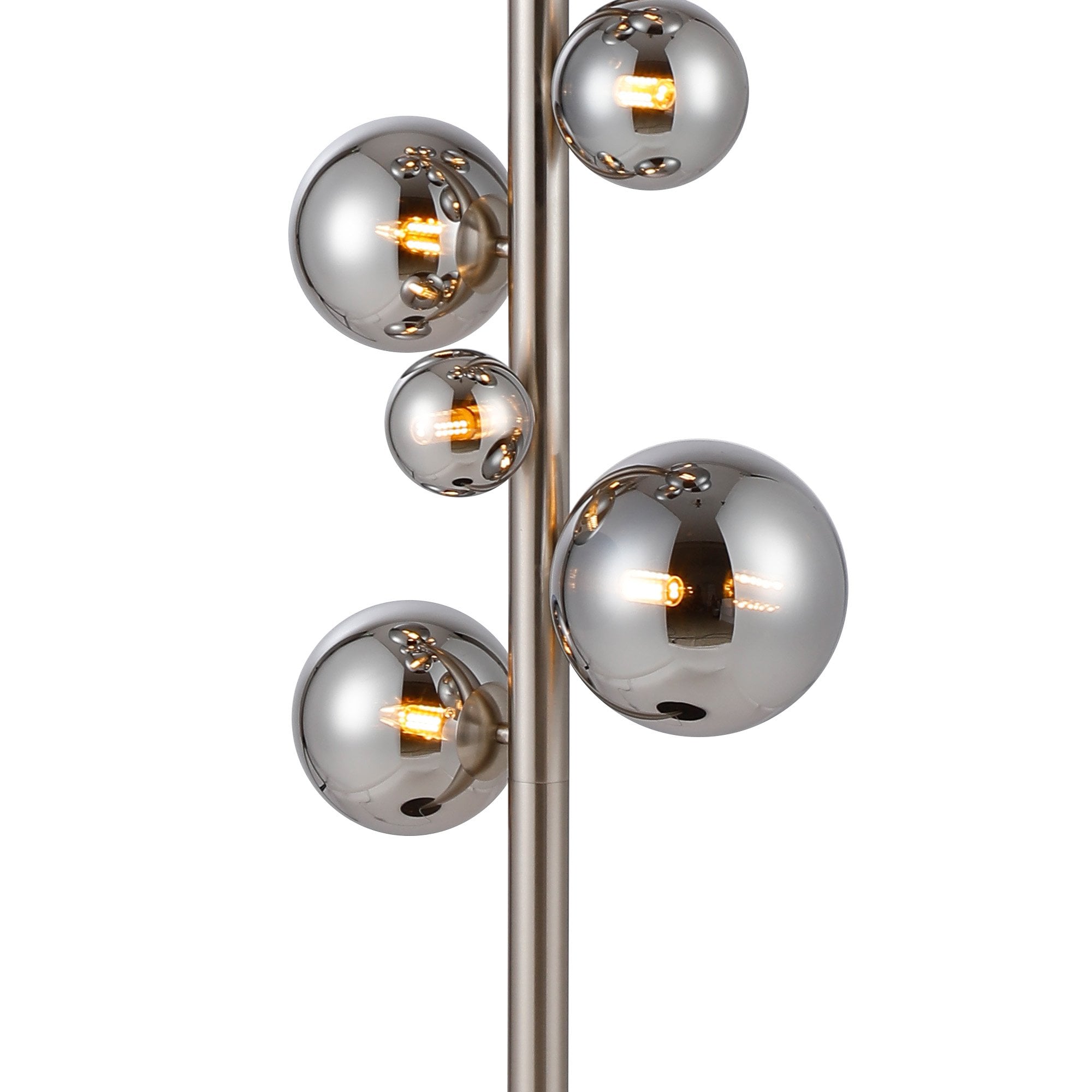 Fabula Deacon 11 Light Floor Lamp - Satin Nickel & Chrome Plated Glass