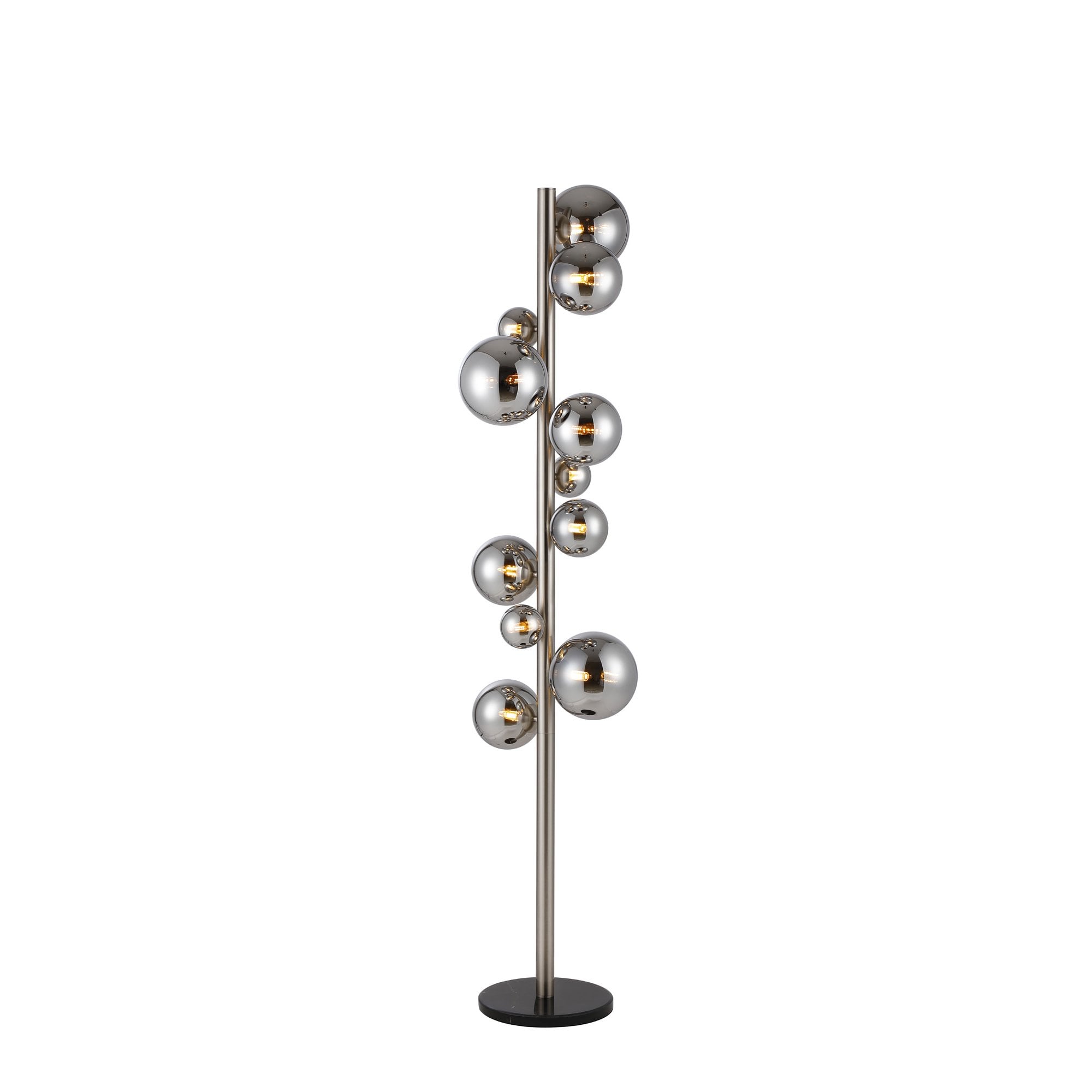 Fabula Deacon 11 Light Floor Lamp - Satin Nickel & Chrome Plated Glass
