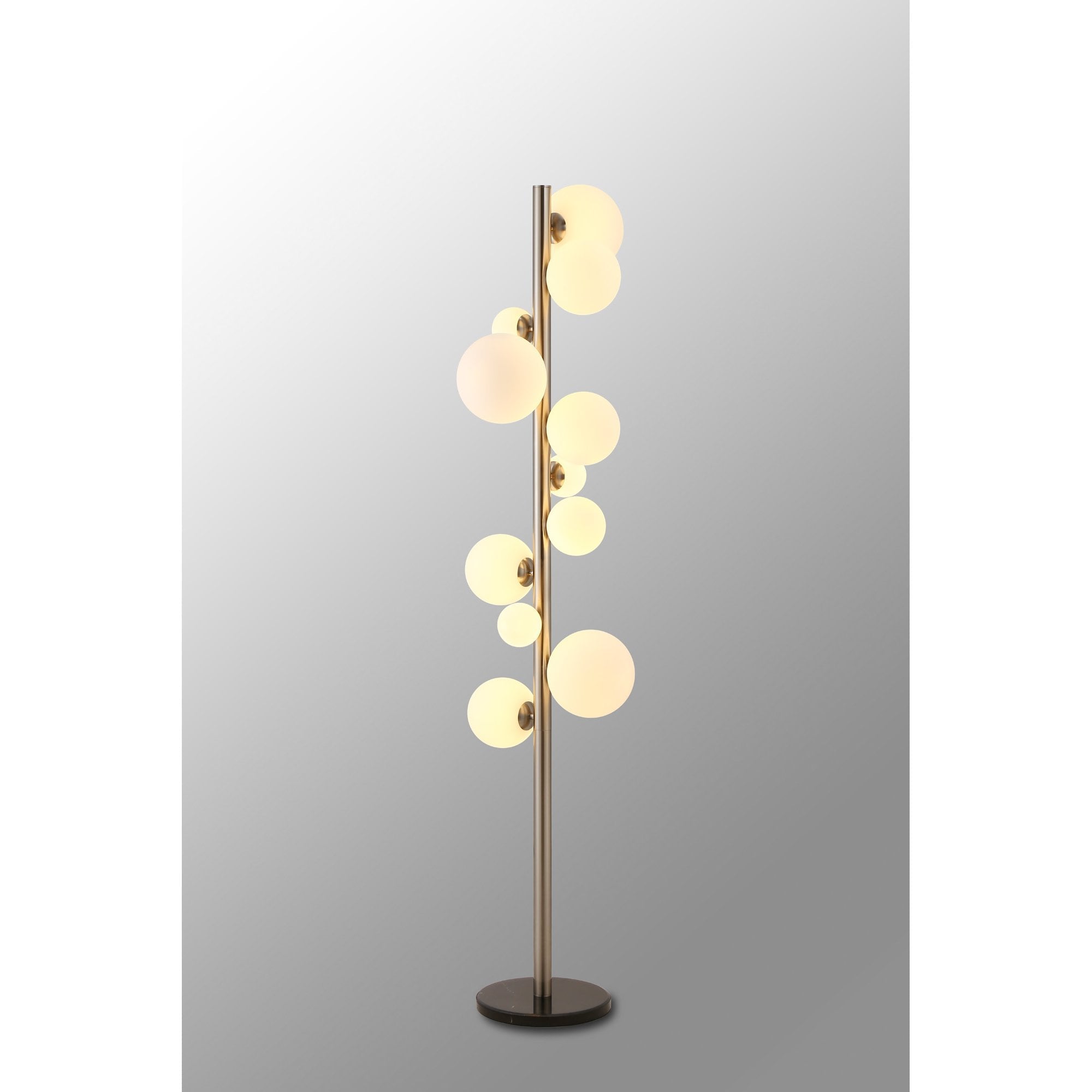 Fabula Deacon 11 Light Floor Lamp - Satin Nickel & Opal Glass