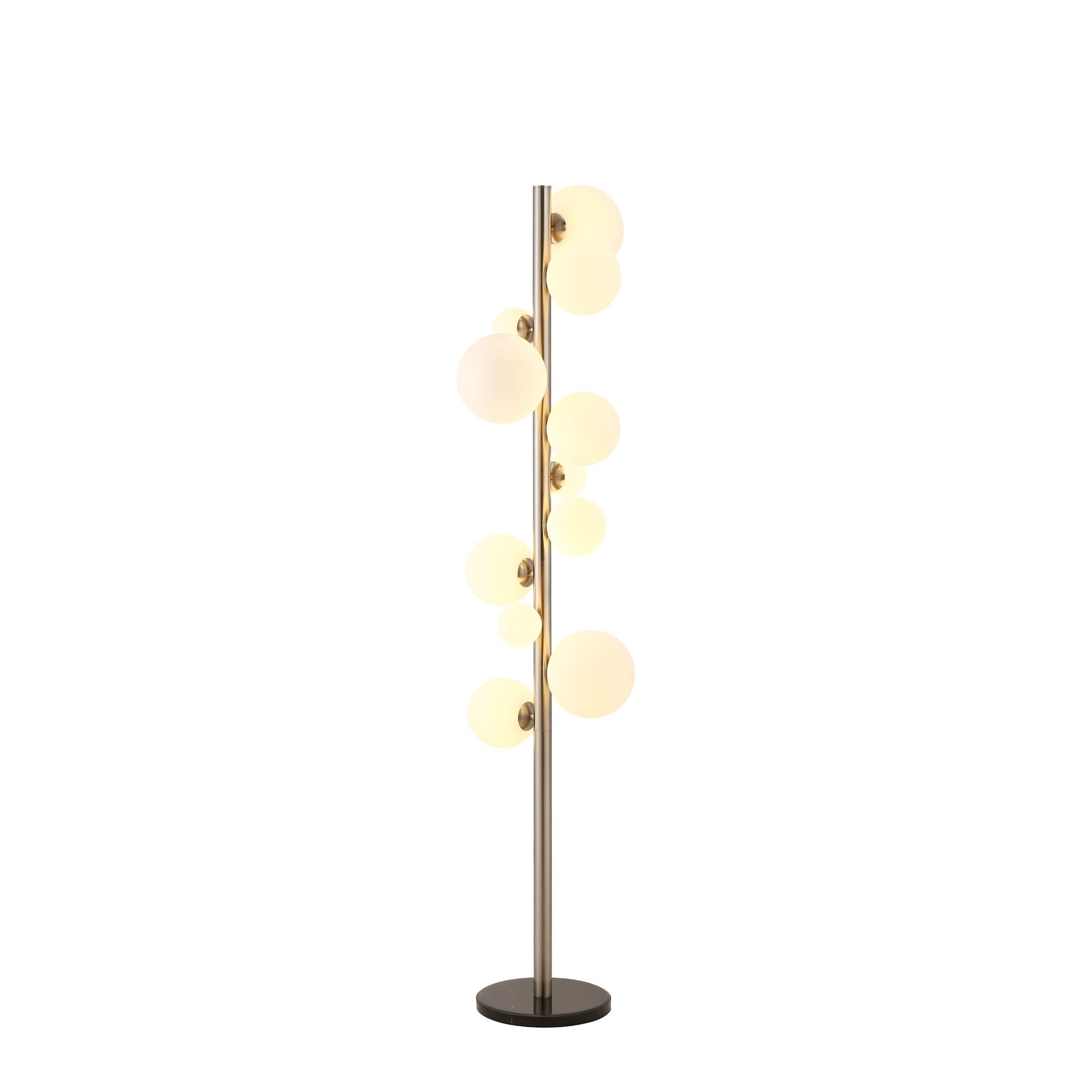 Fabula Deacon 11 Light Floor Lamp - Satin Nickel & Opal Glass