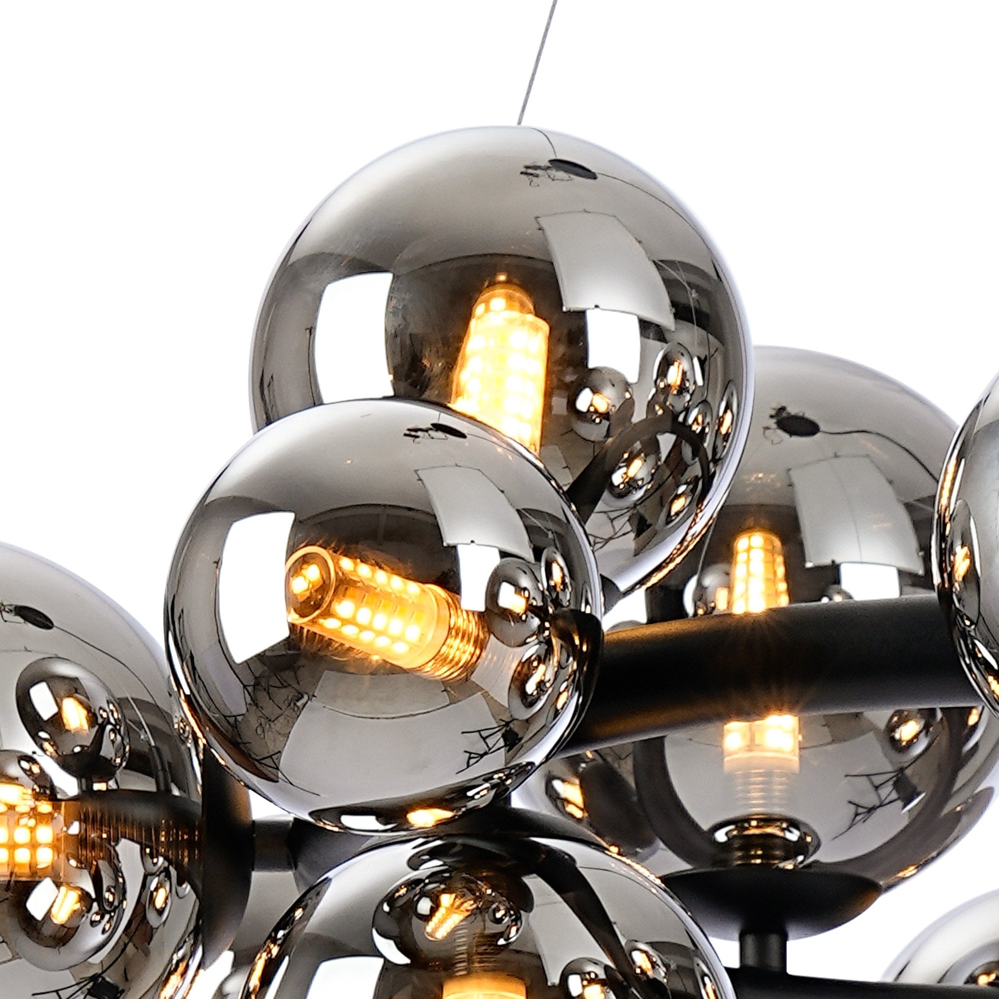 Fabula Deacon 16 Light Circular Pendant - Satin Black & Chrome Plated Glass