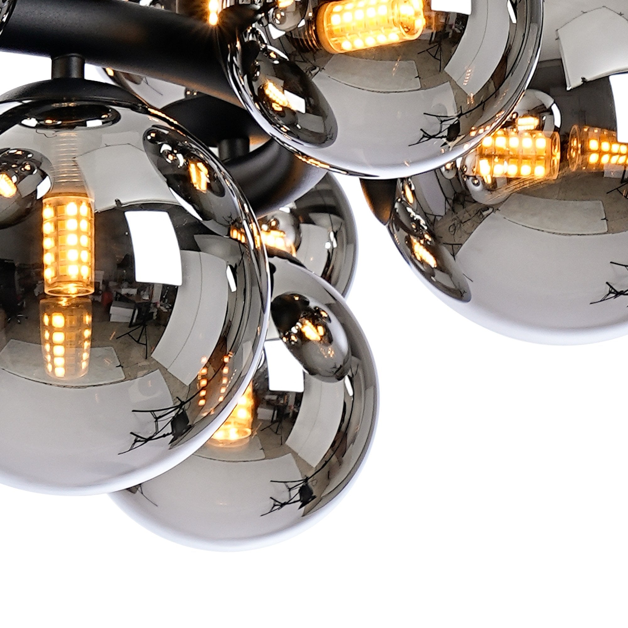 Fabula Deacon 16 Light Circular Pendant - Satin Black & Chrome Plated Glass