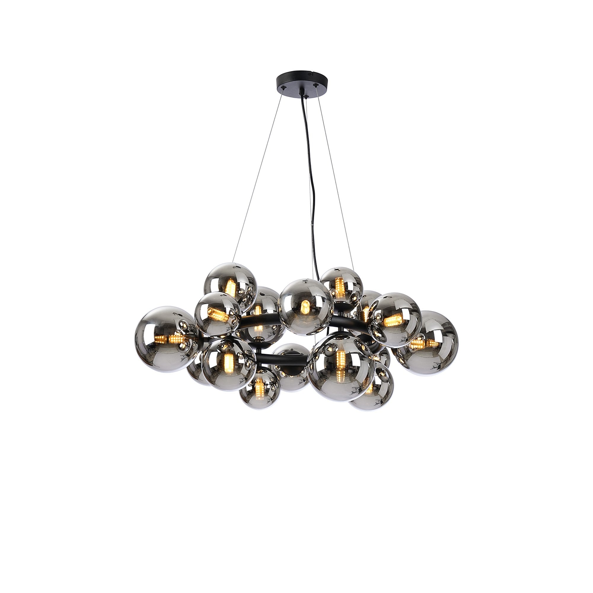 Fabula Deacon 16 Light Circular Pendant - Satin Black & Chrome Plated Glass