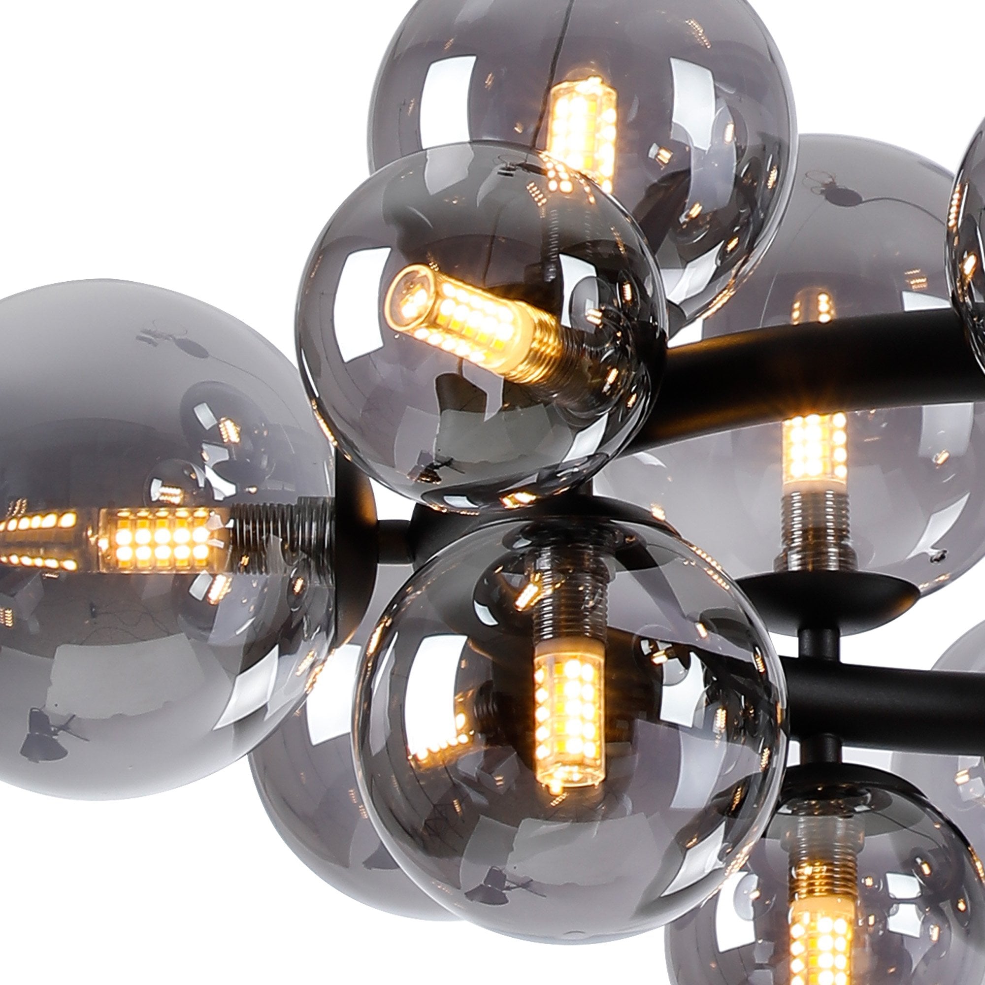 Fabula Deacon 16 Light Circular Pendant - Satin Black & Smoke Plated Glass