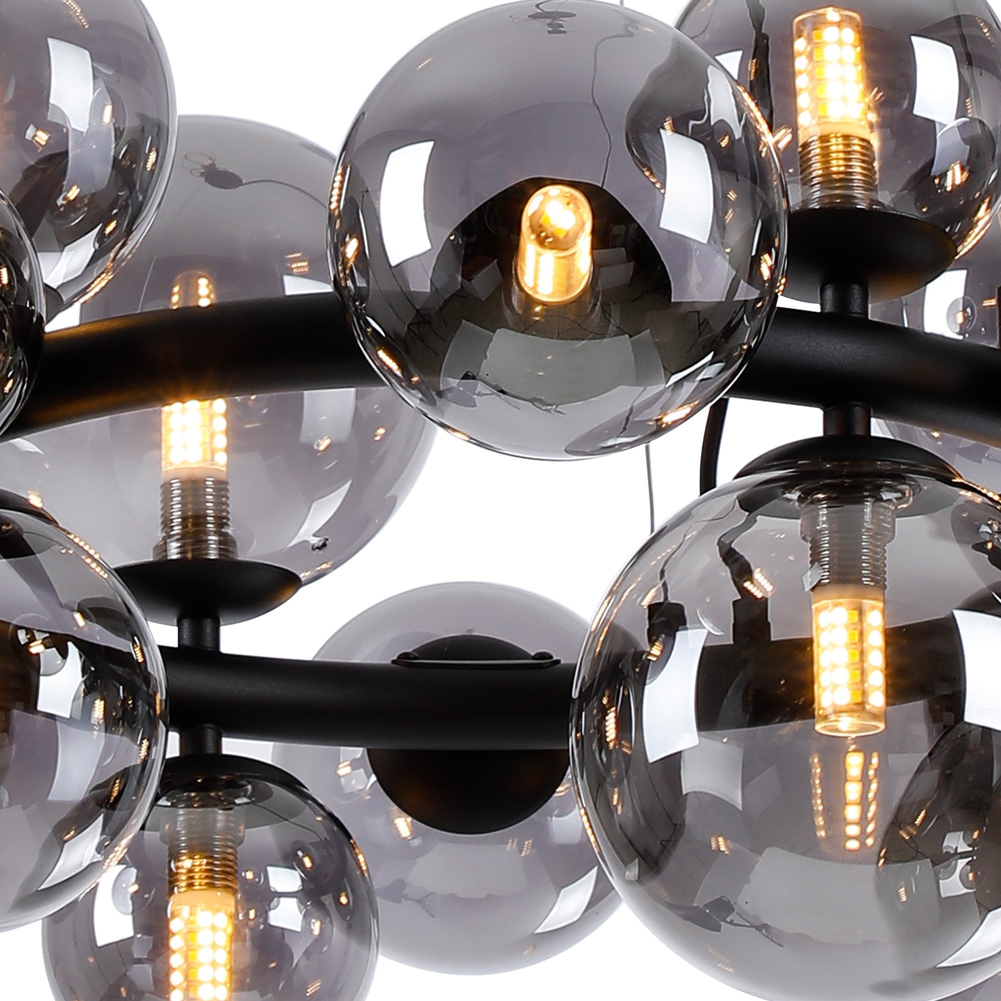 Fabula Deacon 16 Light Circular Pendant - Satin Black & Smoke Plated Glass