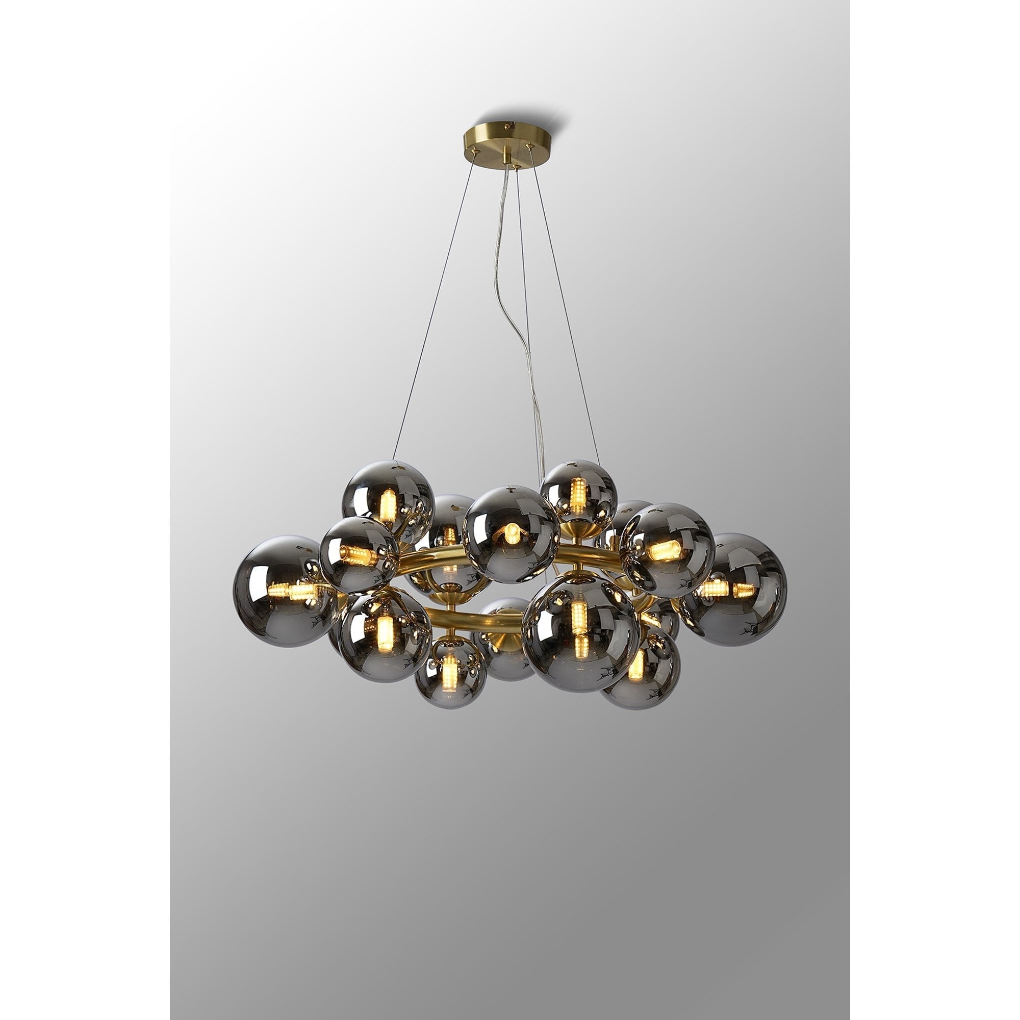 Fabula Deacon 16 Light Circular Pendant - Satin Gold & Chrome Plated Glass