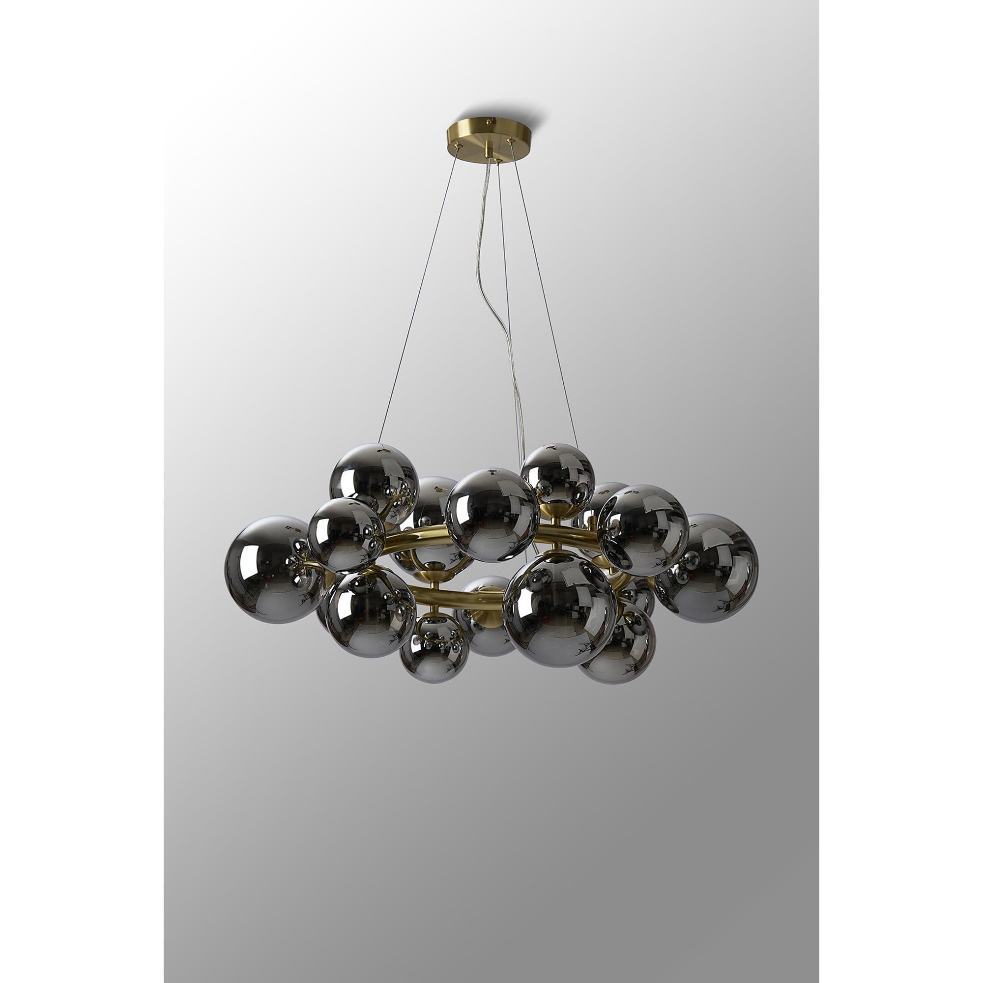 Fabula Deacon 16 Light Circular Pendant - Satin Gold & Chrome Plated Glass
