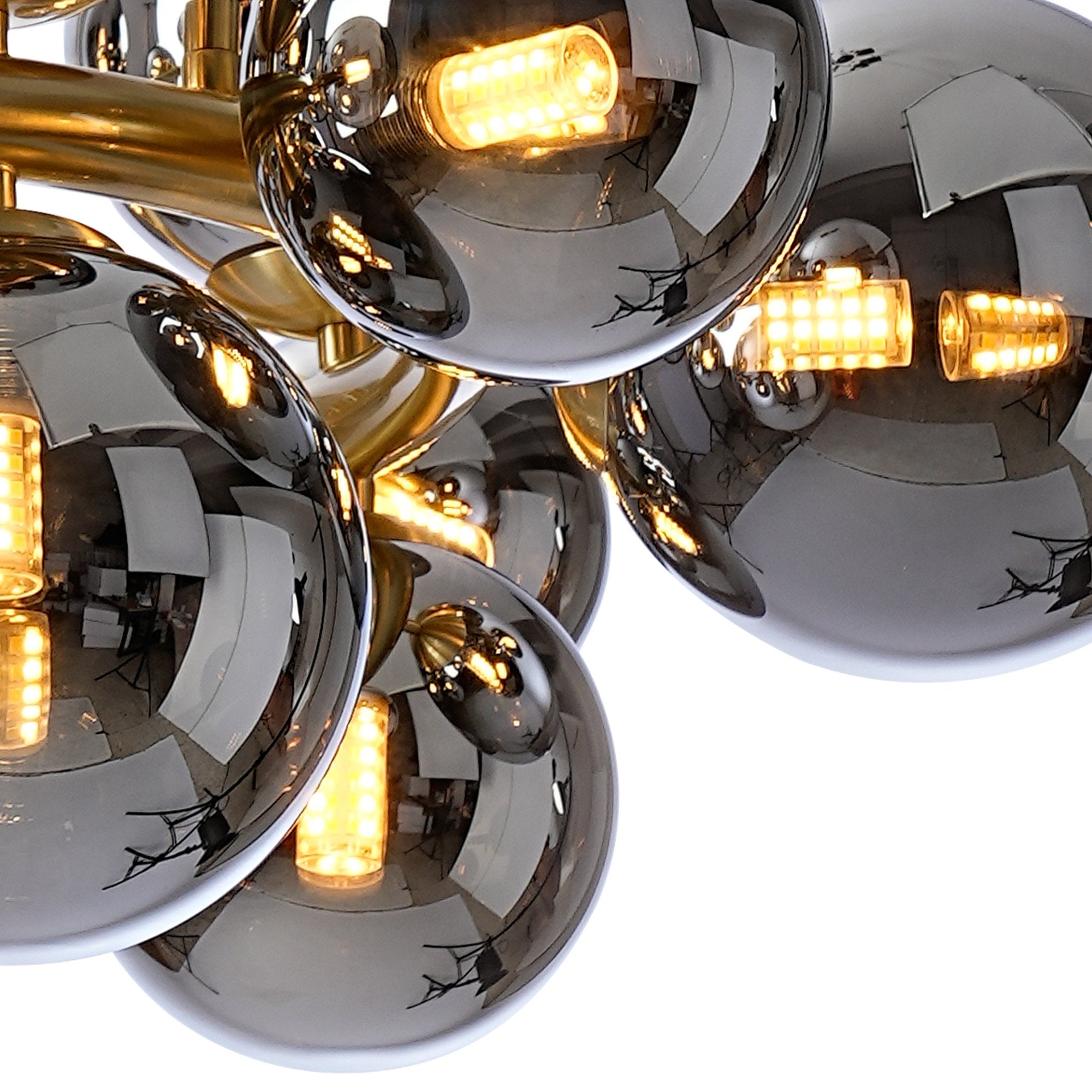 Fabula Deacon 16 Light Circular Pendant - Satin Gold & Chrome Plated Glass