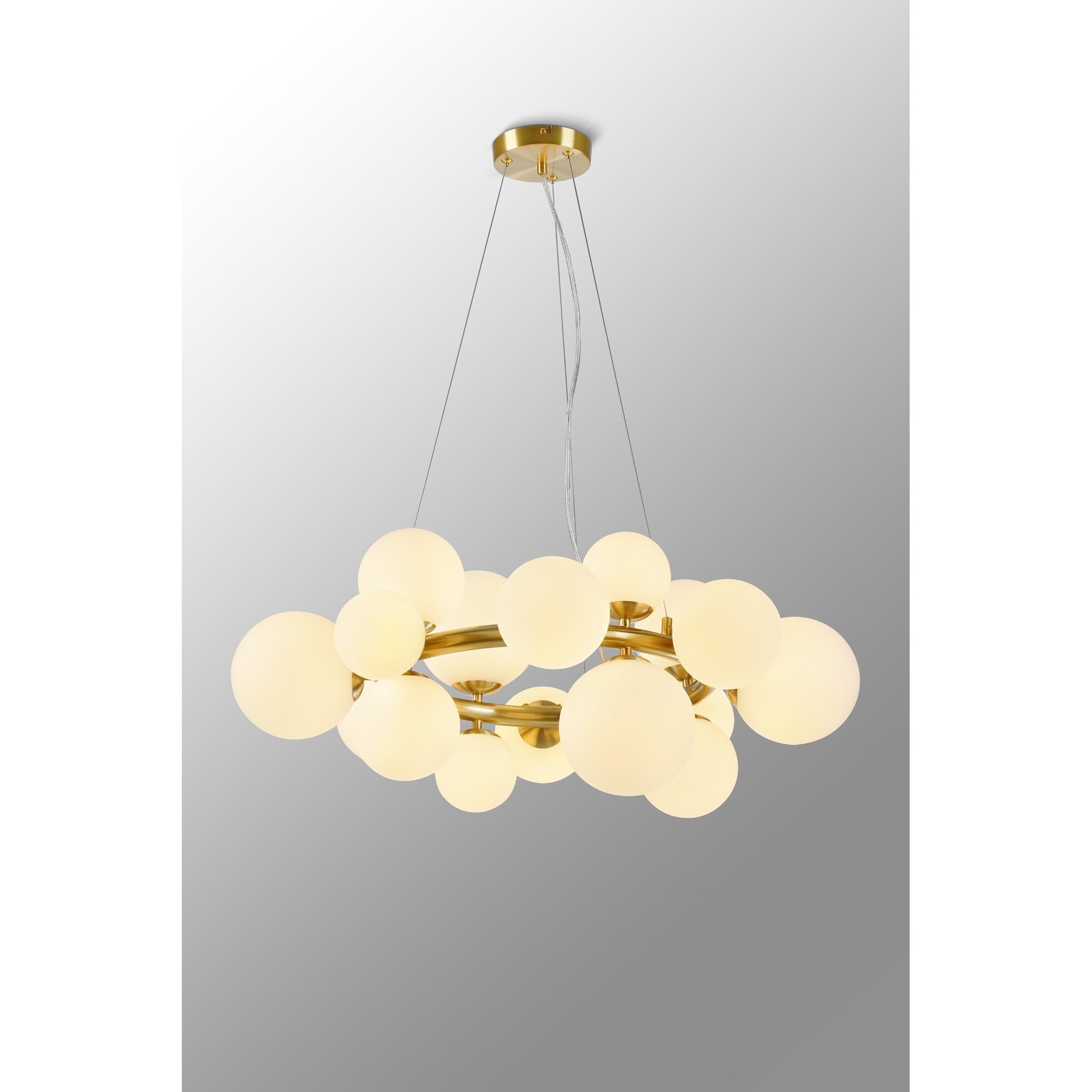 Fabula Deacon 16 Light Circular Pendant - Satin Gold & Opal Glass