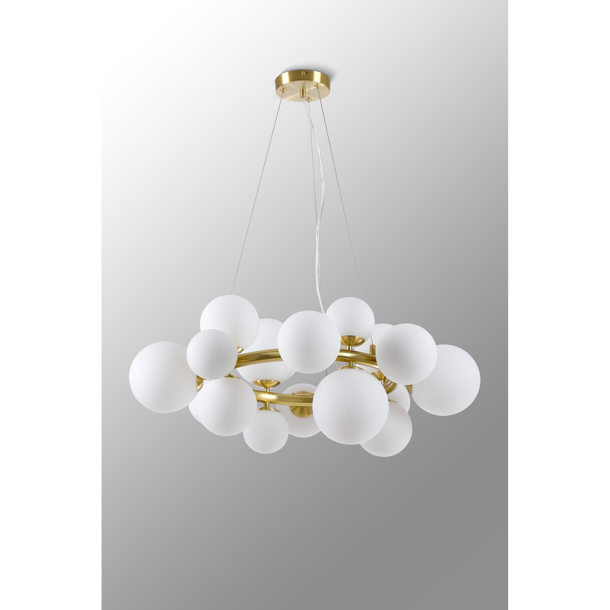 Fabula Deacon 16 Light Circular Pendant - Satin Gold & Opal Glass
