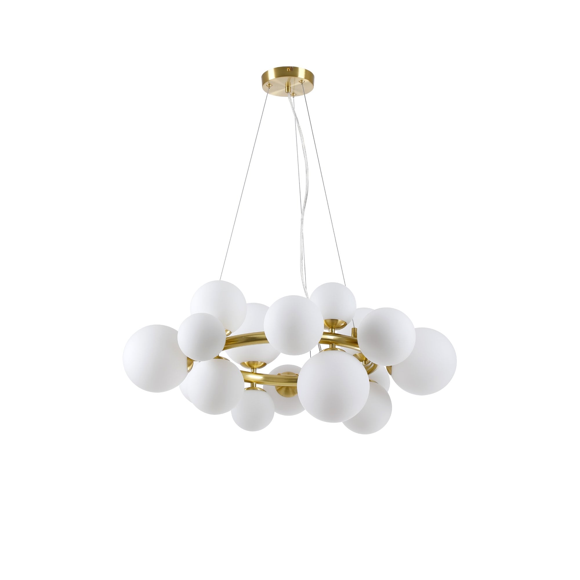 Fabula Deacon 16 Light Circular Pendant - Satin Gold & Opal Glass
