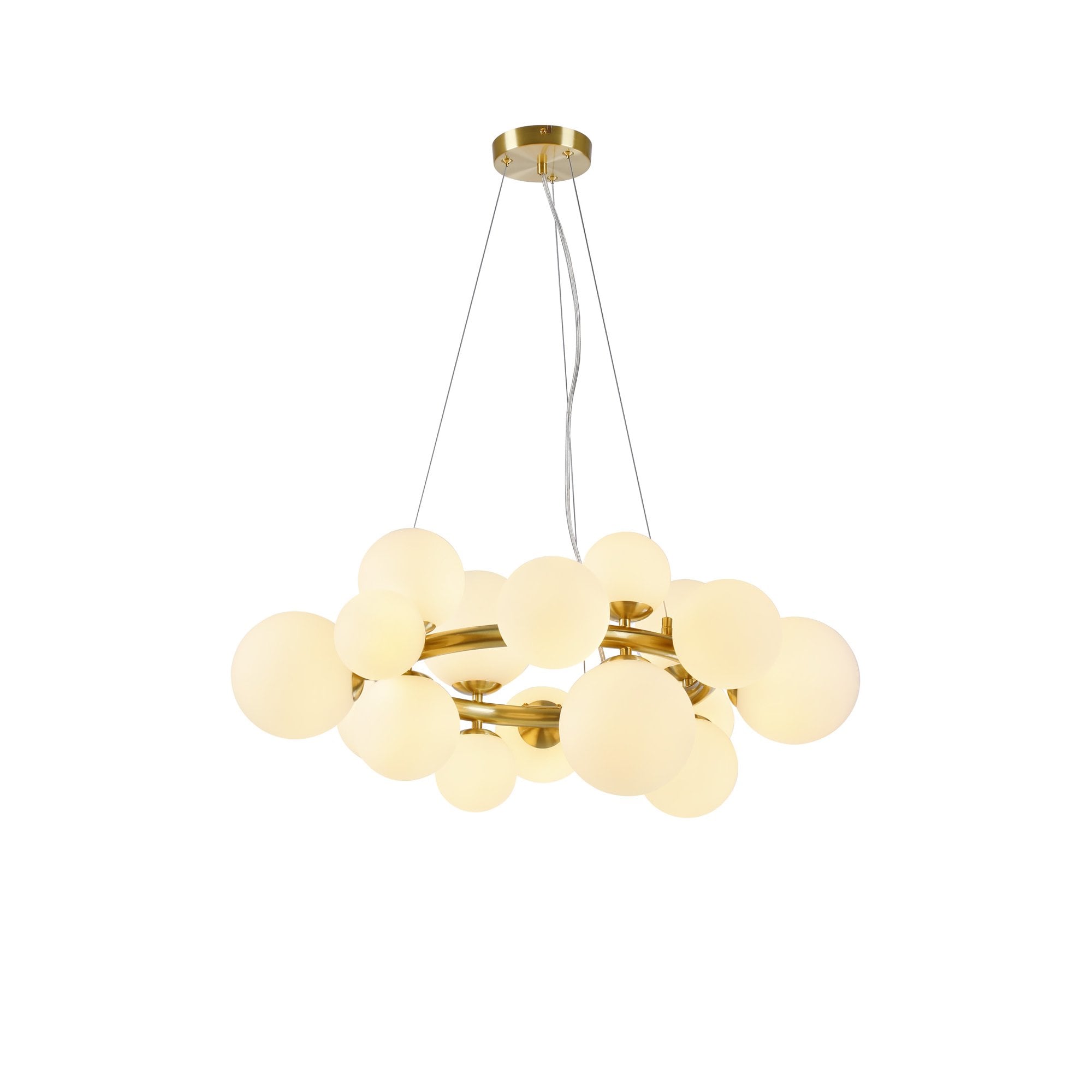 Fabula Deacon 16 Light Circular Pendant - Satin Gold & Opal Glass