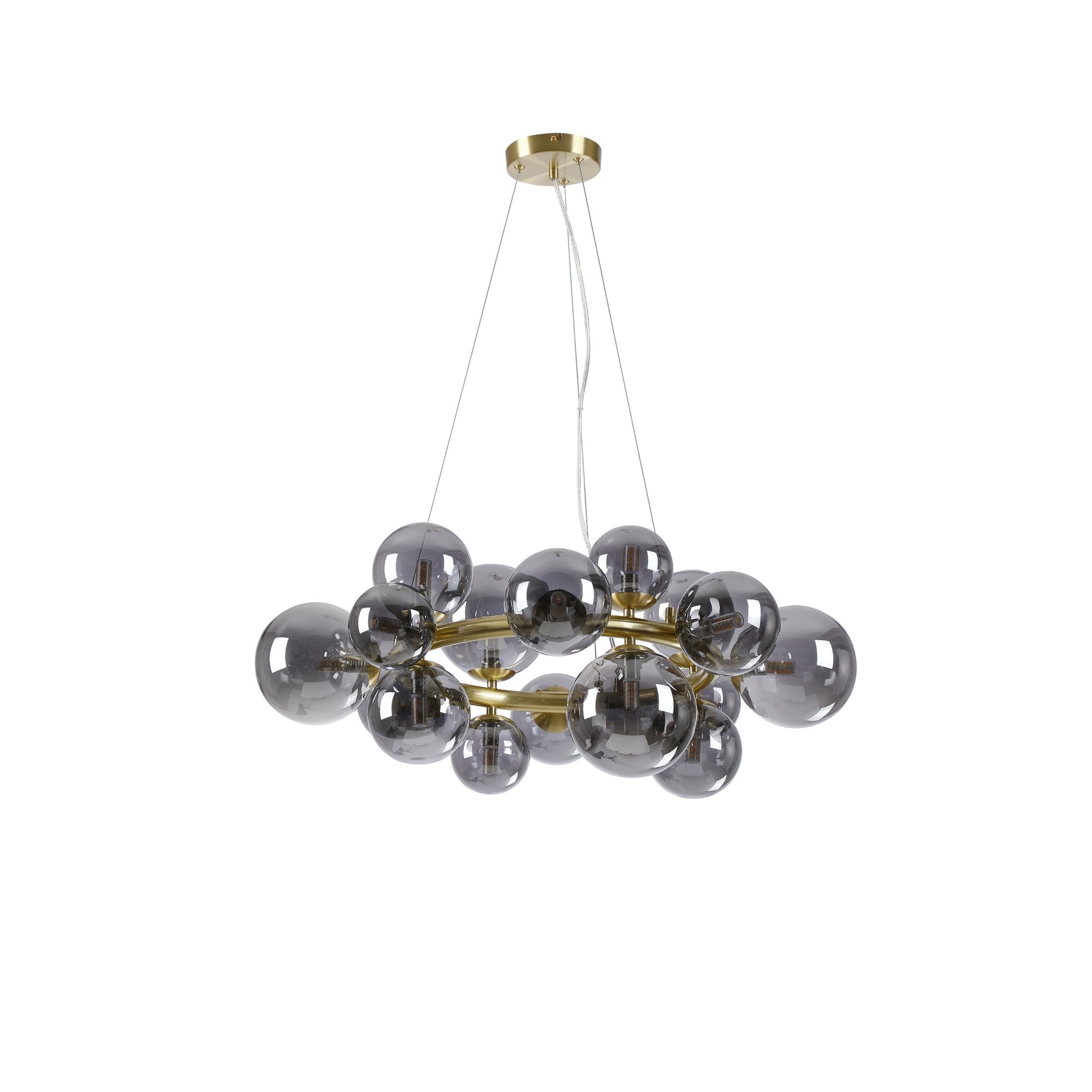 Fabula Deacon 16 Light Circular Pendant - Satin Gold & Smoke Plated Glass