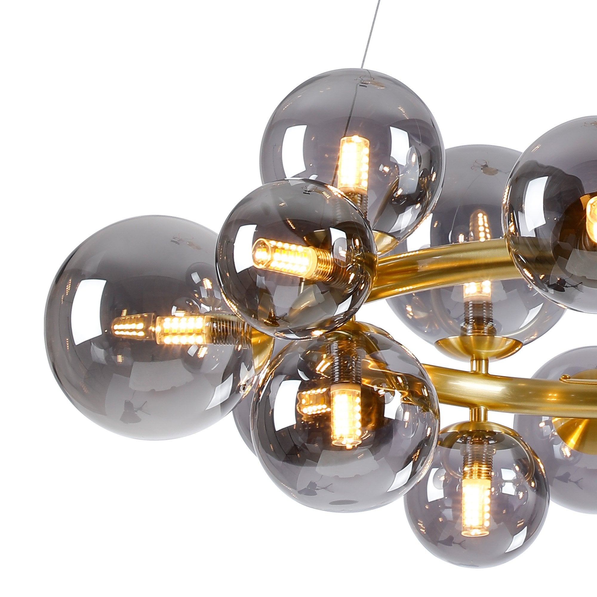 Fabula Deacon 16 Light Circular Pendant - Satin Gold & Smoke Plated Glass