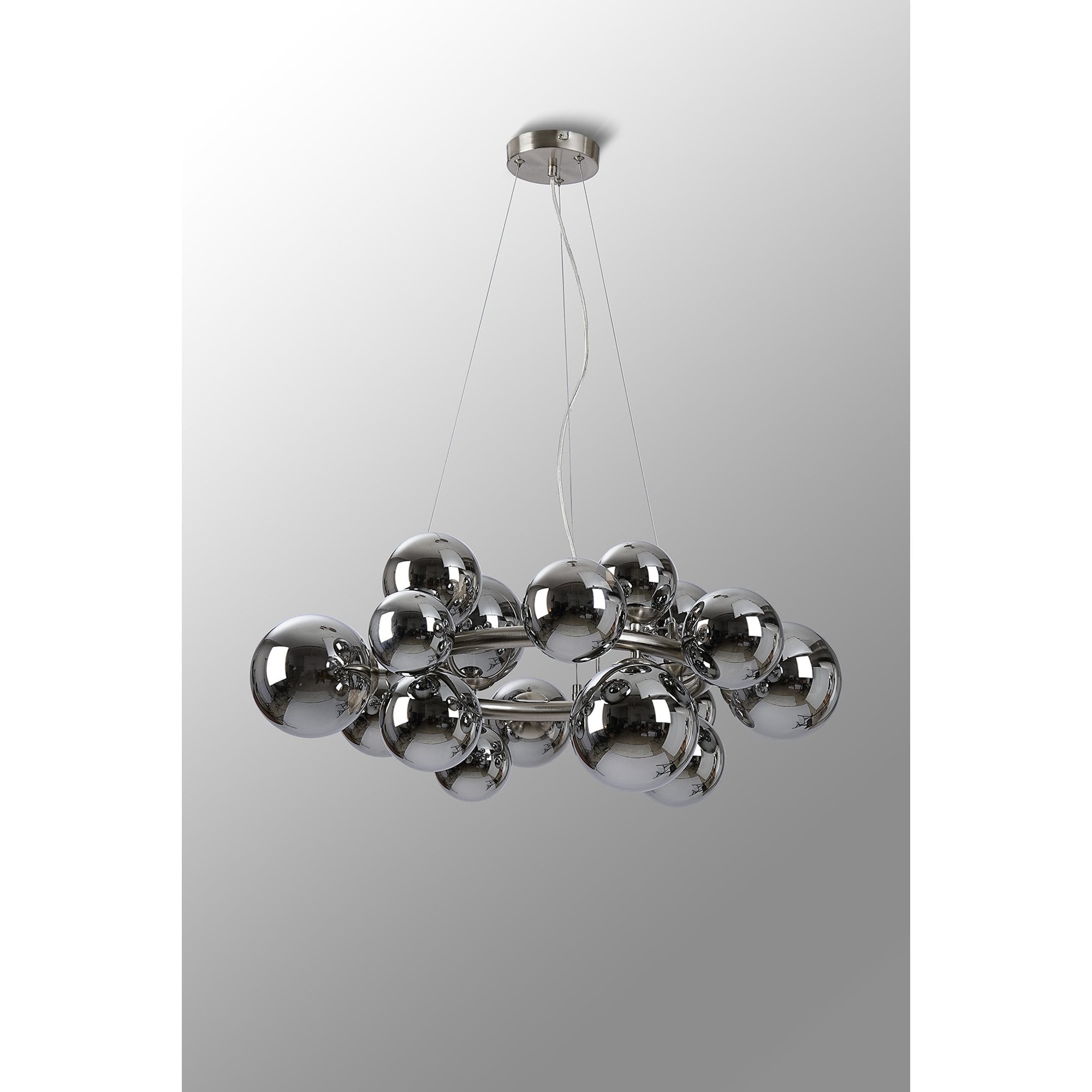 Fabula Deacon 16 Light Circular Pendant - Satin Nickel & Chrome Plated Glass
