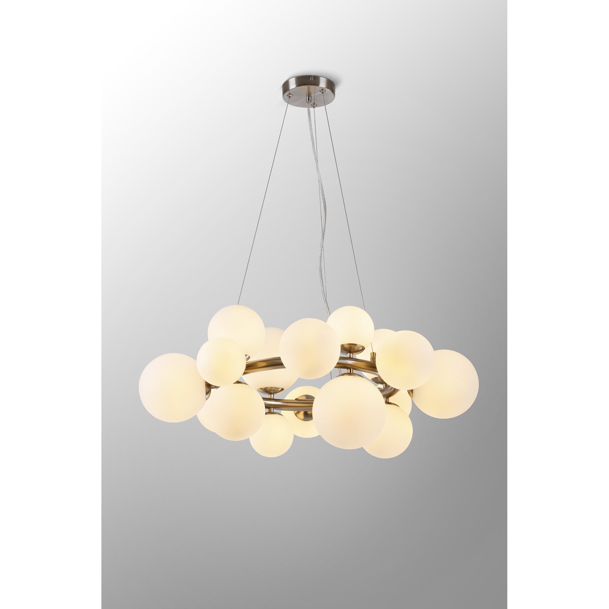 Fabula Deacon 16 Light Circular Pendant - Satin Nickel & Opal Glass
