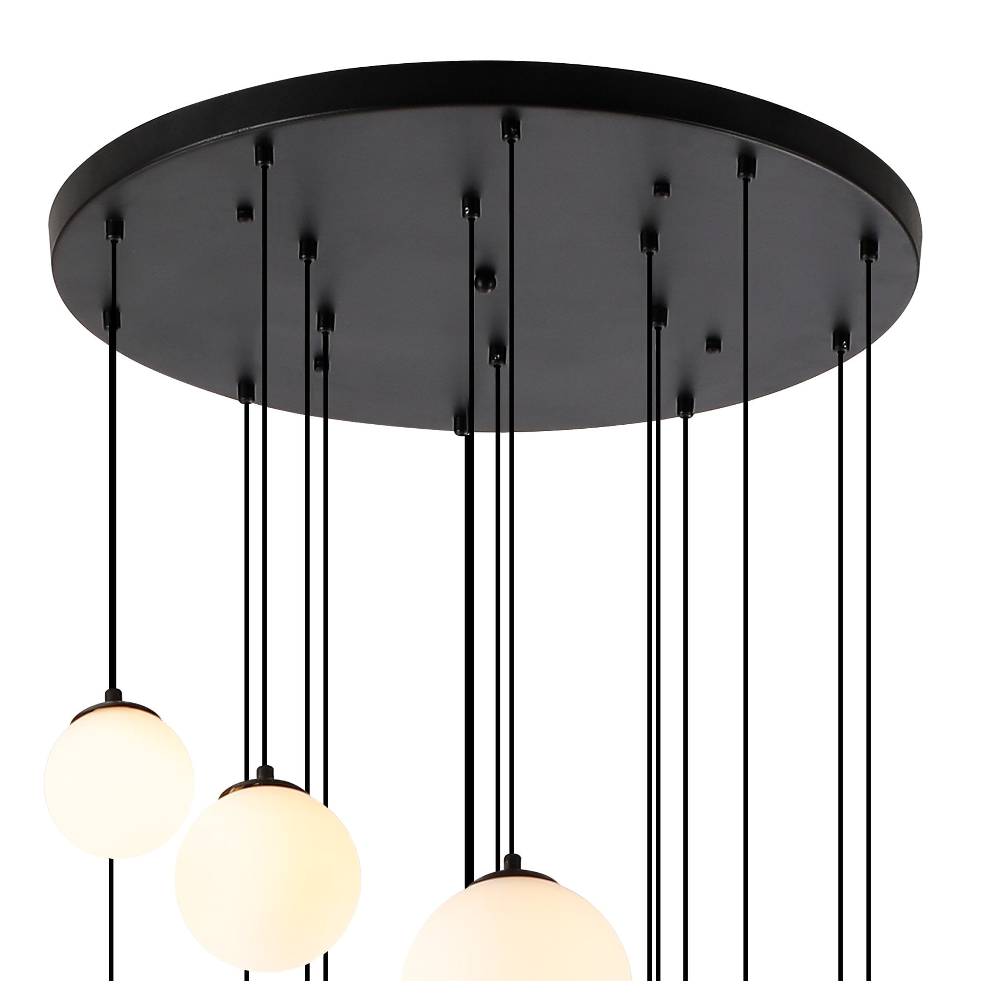 Fabula Deacon 16 Light Pendant - Satin Black & Opal Glass