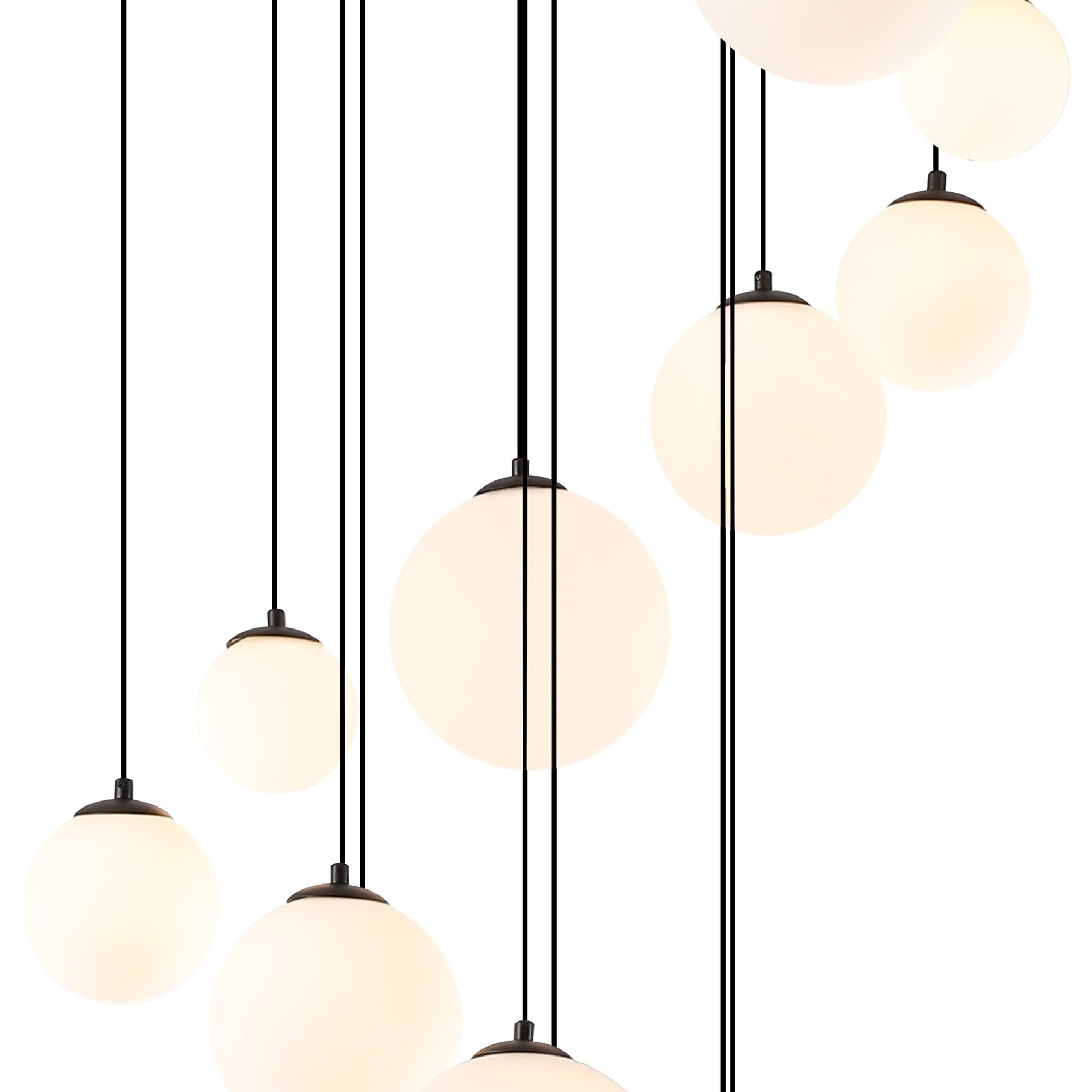 Fabula Deacon 16 Light Pendant - Satin Black & Opal Glass