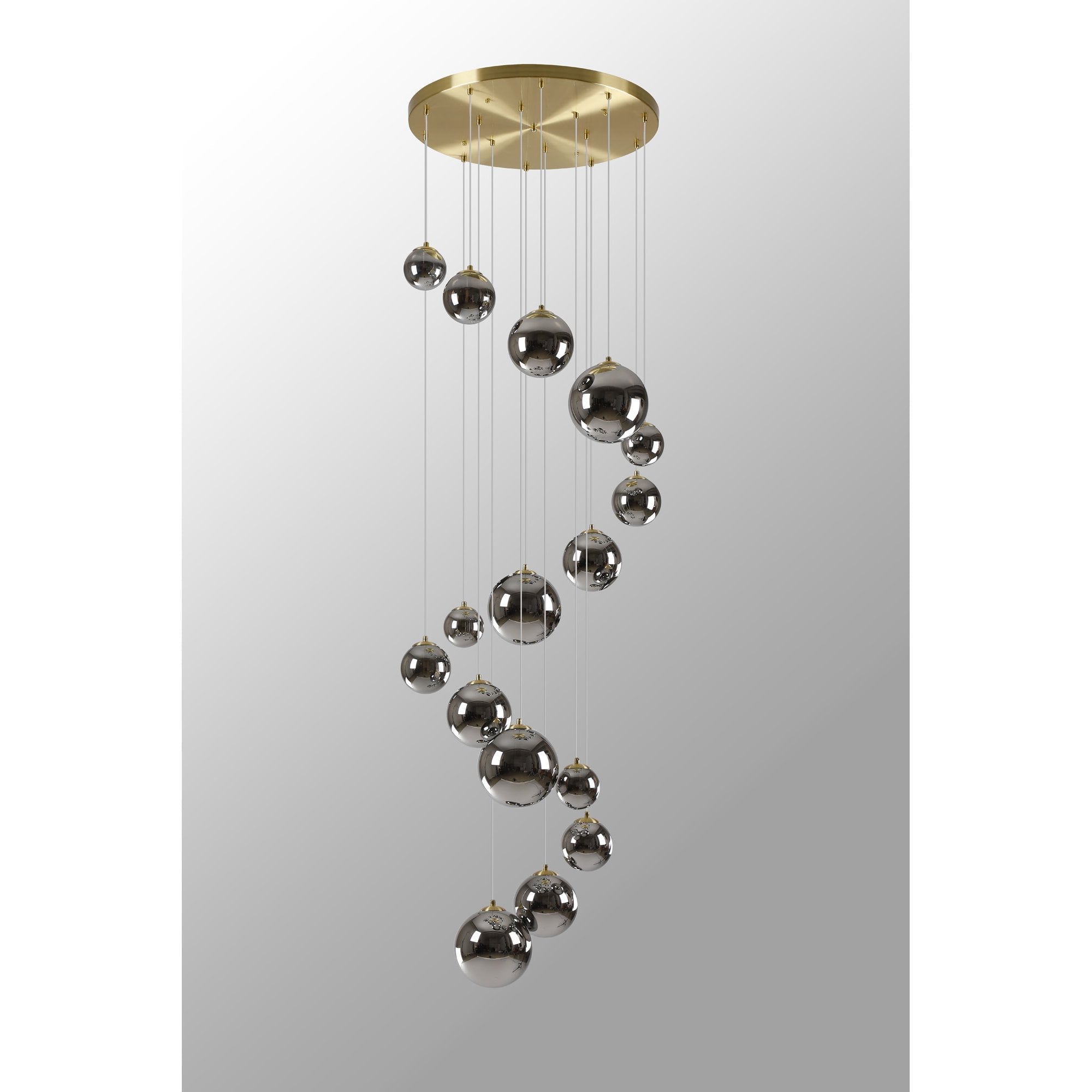 Fabula Deacon 16 Light Pendant - Satin Gold & Chrome Plated Glass