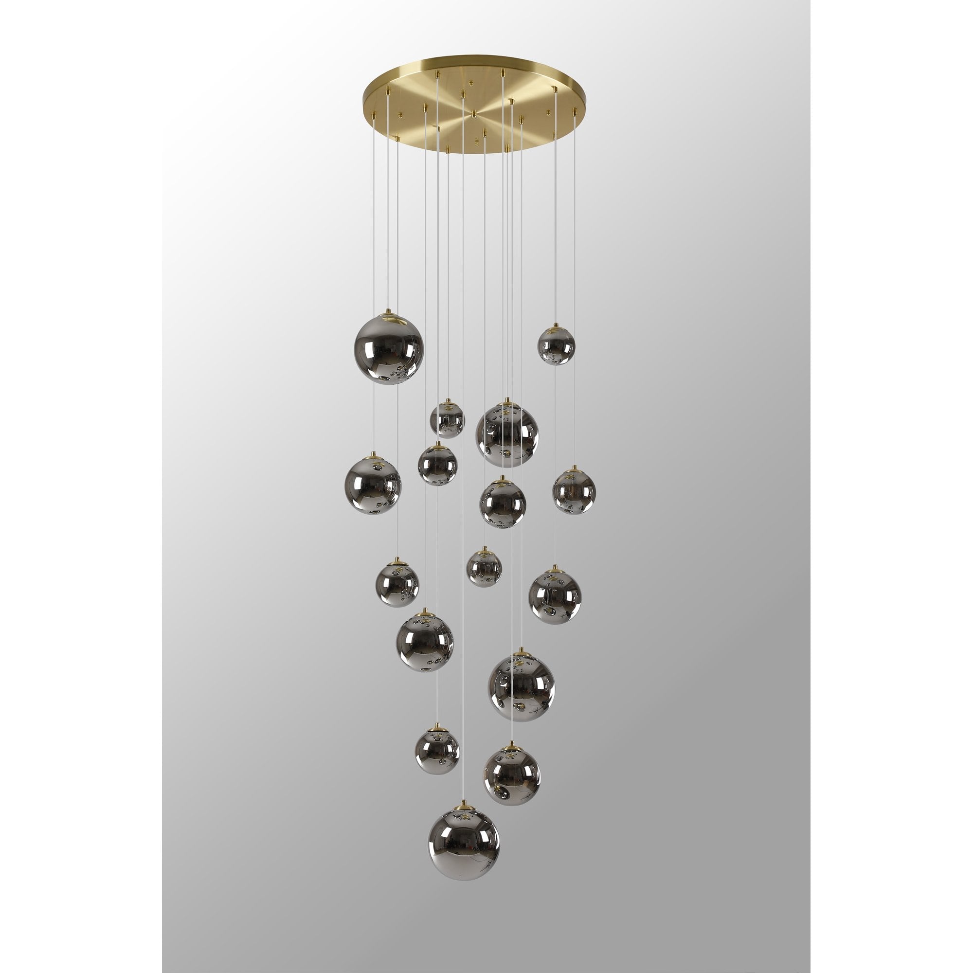 Fabula Deacon 16 Light Pendant - Satin Gold & Chrome Plated Glass