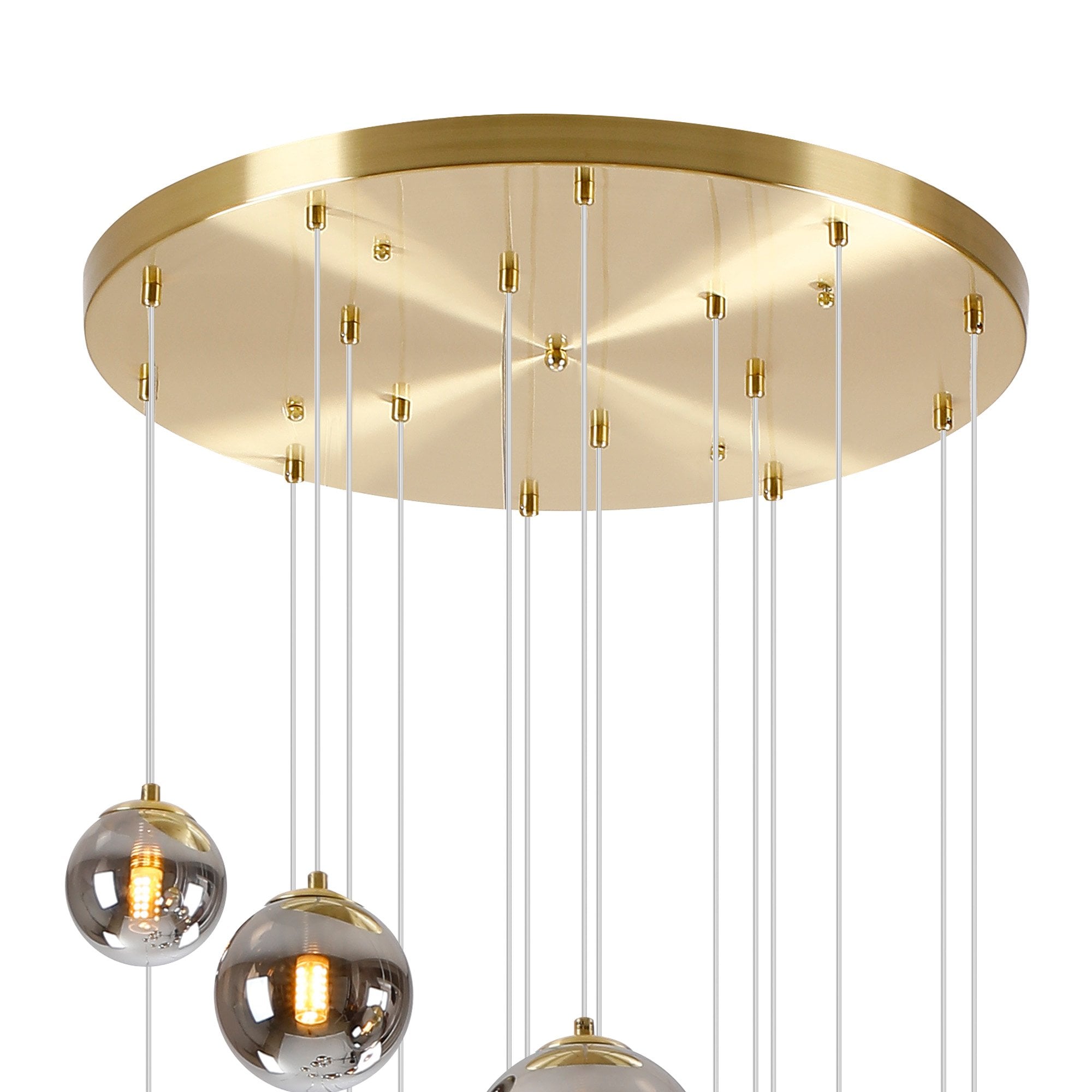 Fabula Deacon 16 Light Pendant - Satin Gold & Chrome Plated Glass